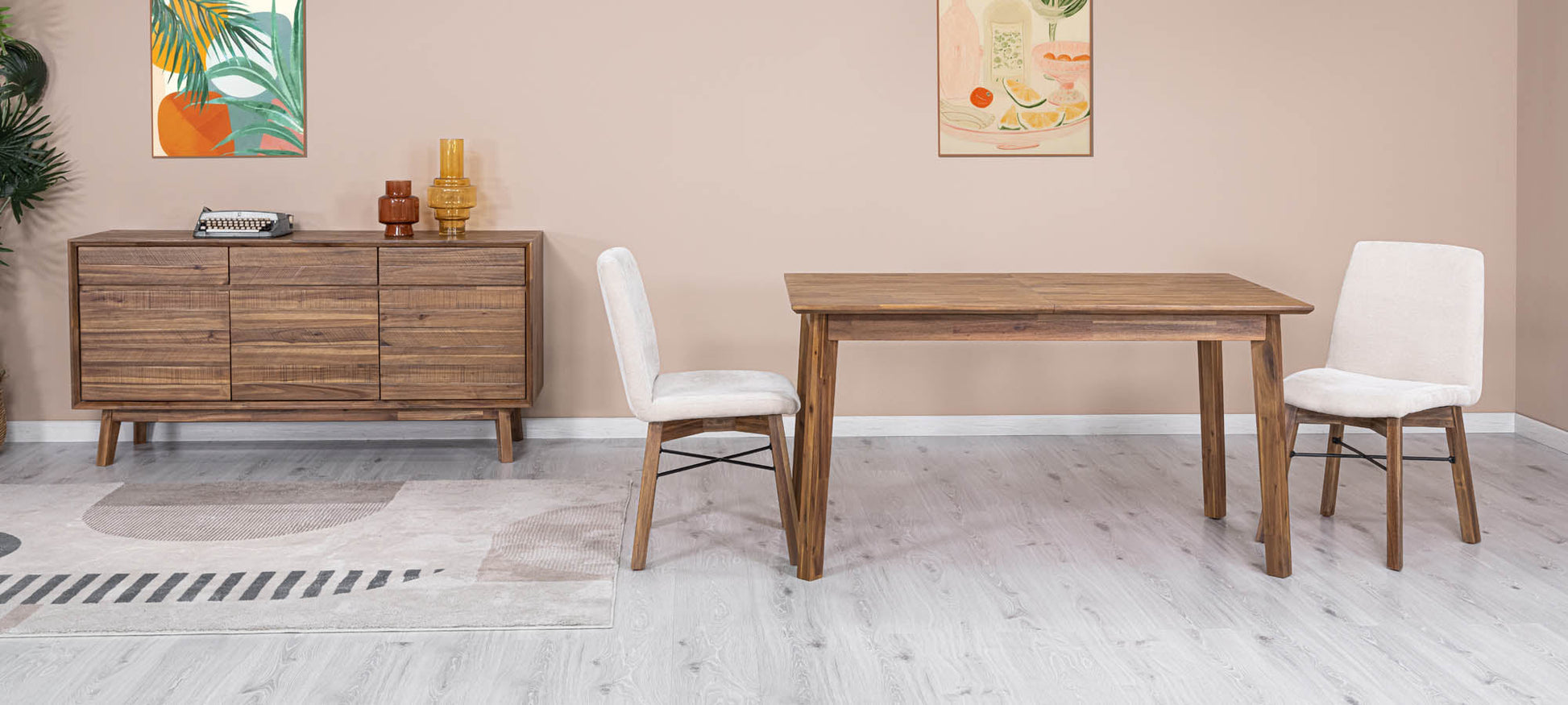 Gia Small Extension Dining Table w/ Butterfly System 55/71” - Warm Pecan