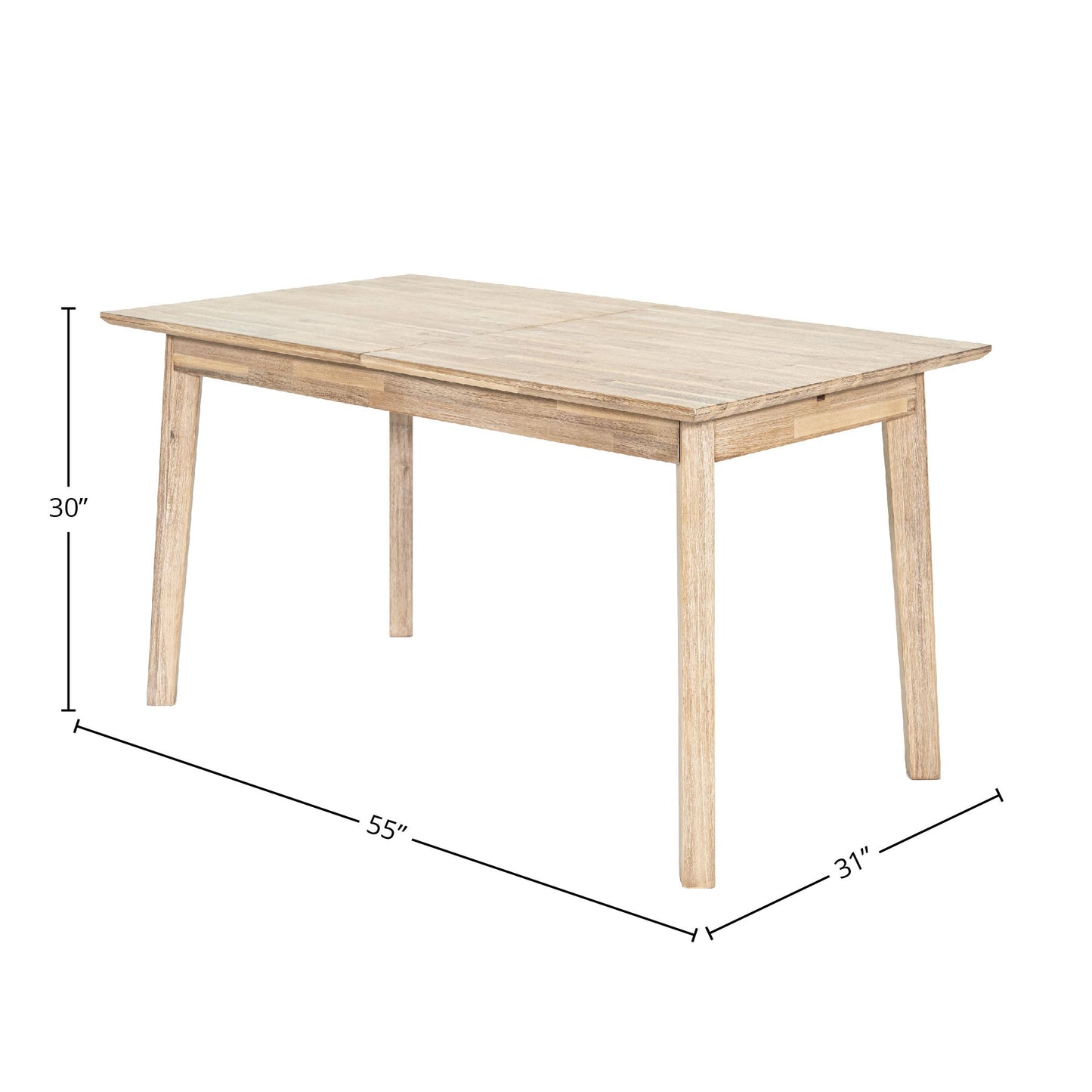 Gia Small Extension Dining Table w/ Butterfly System 55/71” - Light Driftwood