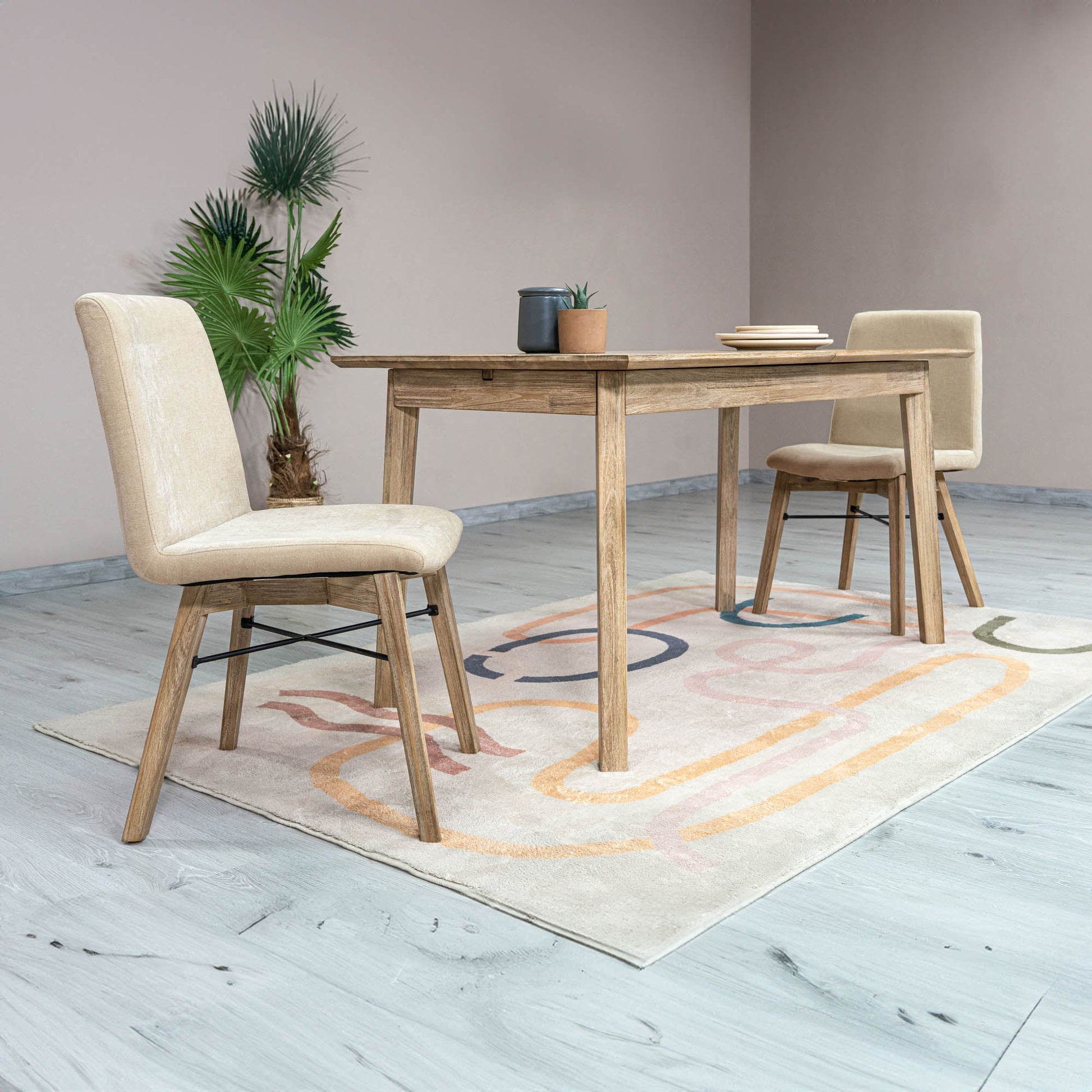 Gia Small Extension Dining Table w/ Butterfly System 55/71” - Light Driftwood