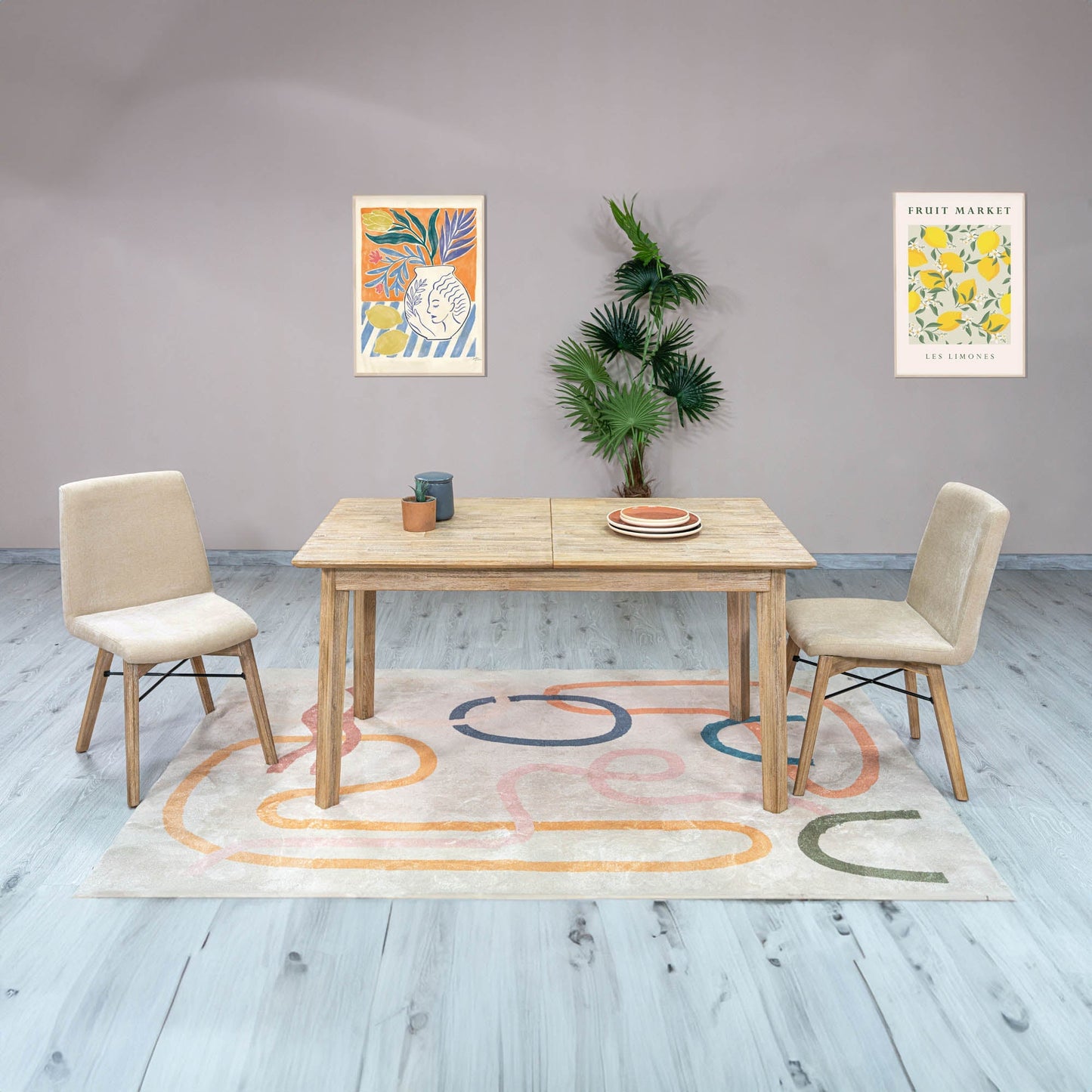 Gia Small Extension Dining Table w/ Butterfly System 55/71” - Light Driftwood