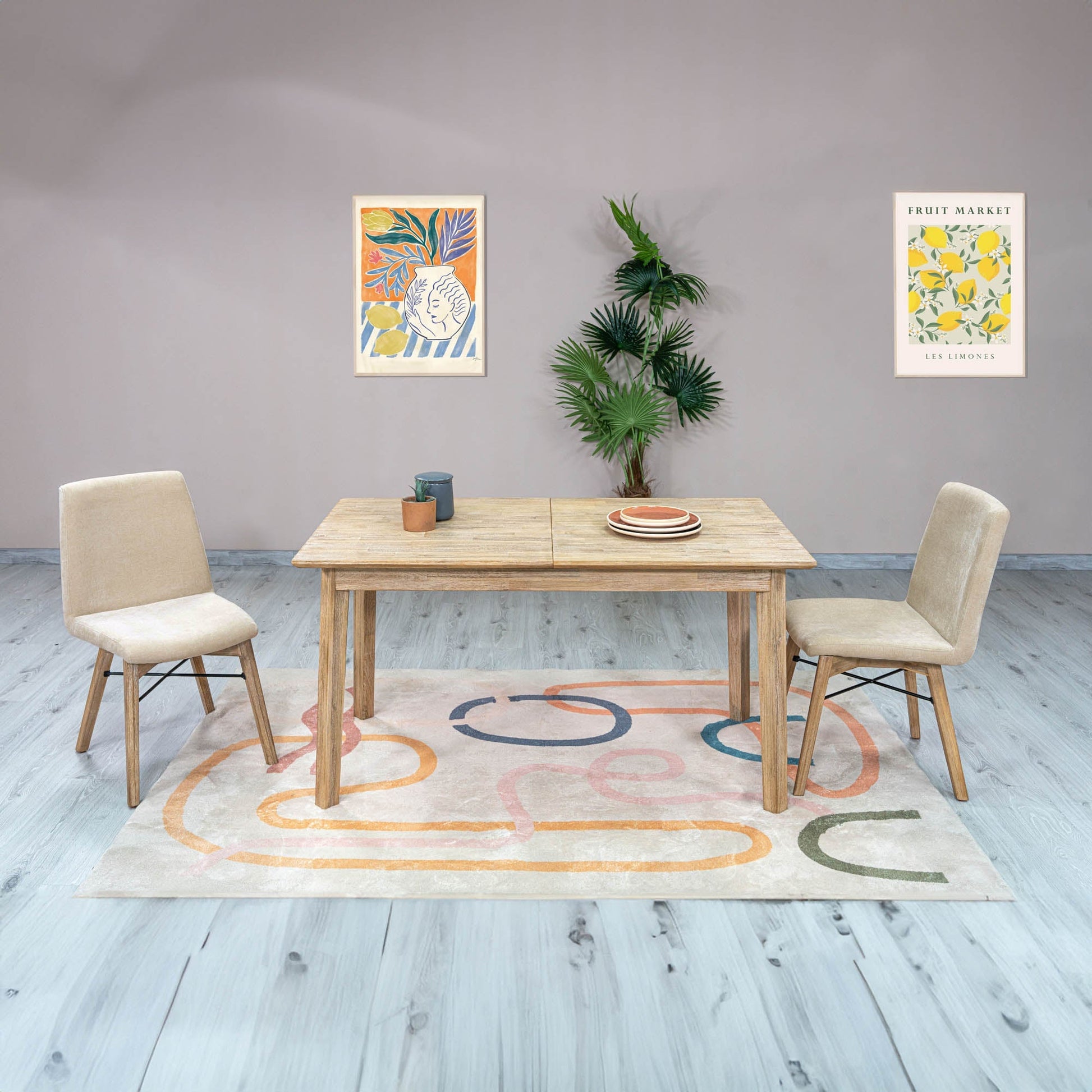 Gia Small Extension Dining Table w/ Butterfly System 55/71” - Light Driftwood