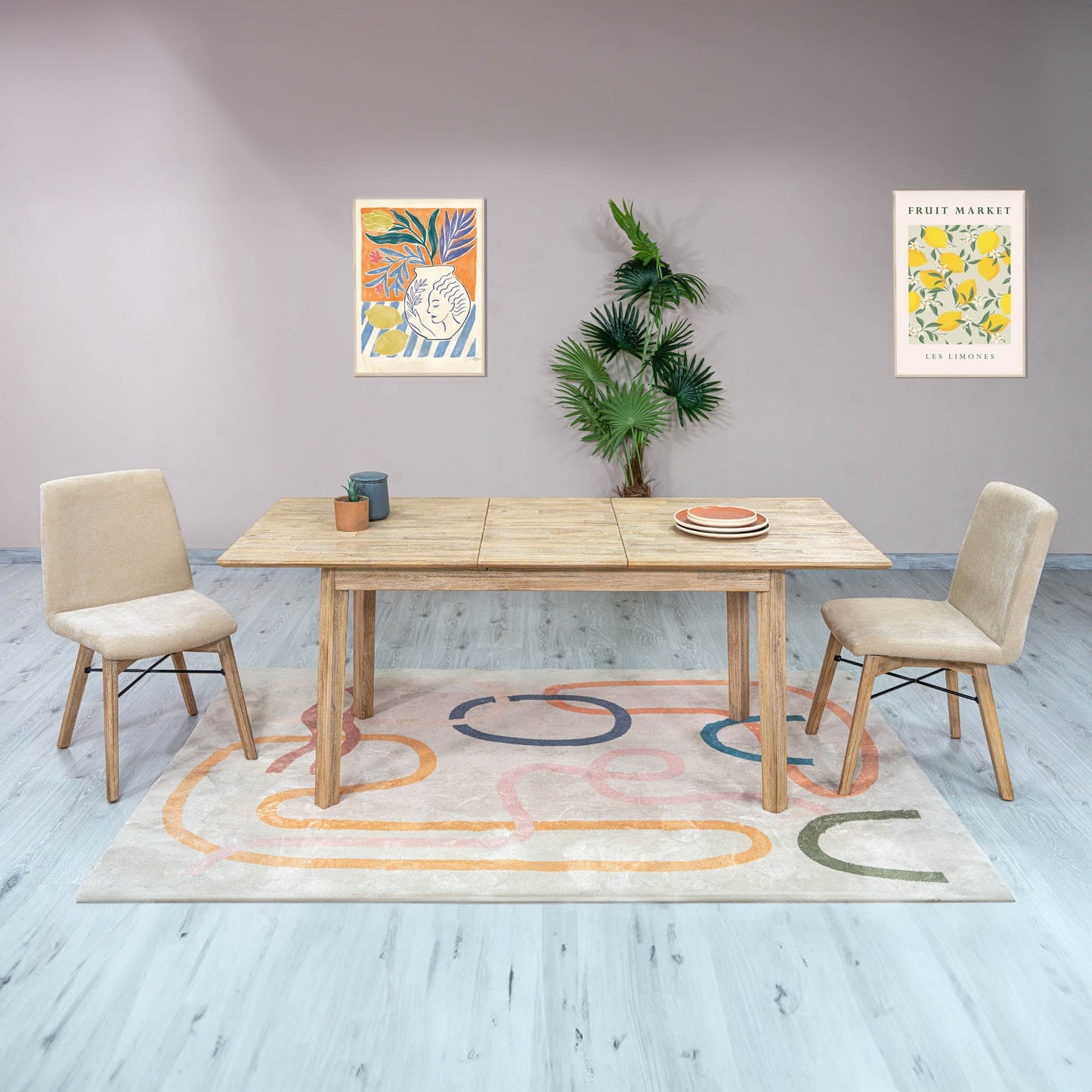Gia Small Extension Dining Table w/ Butterfly System 55/71” - Light Driftwood
