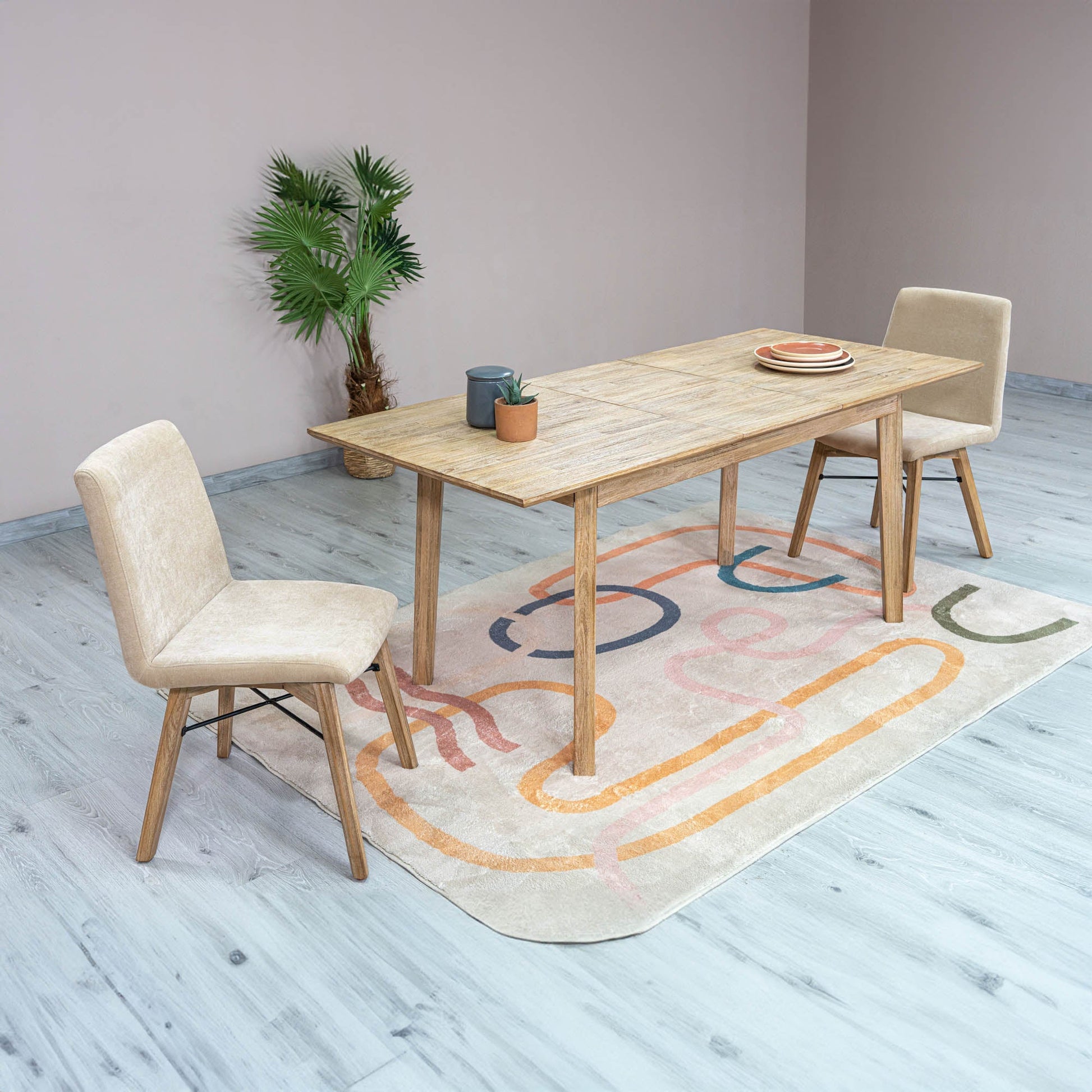 Gia Small Extension Dining Table w/ Butterfly System 55/71” - Light Driftwood