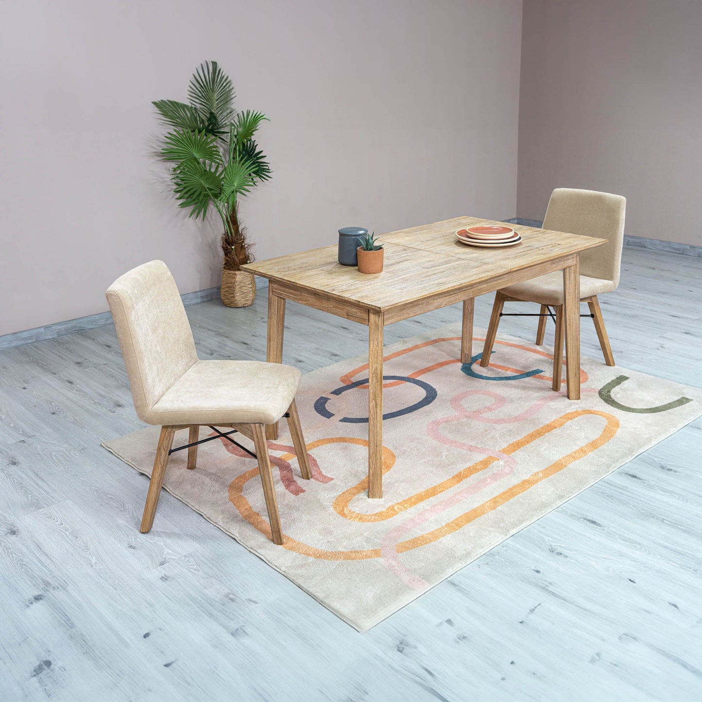 Gia Small Extension Dining Table w/ Butterfly System 55/71” - Light Driftwood