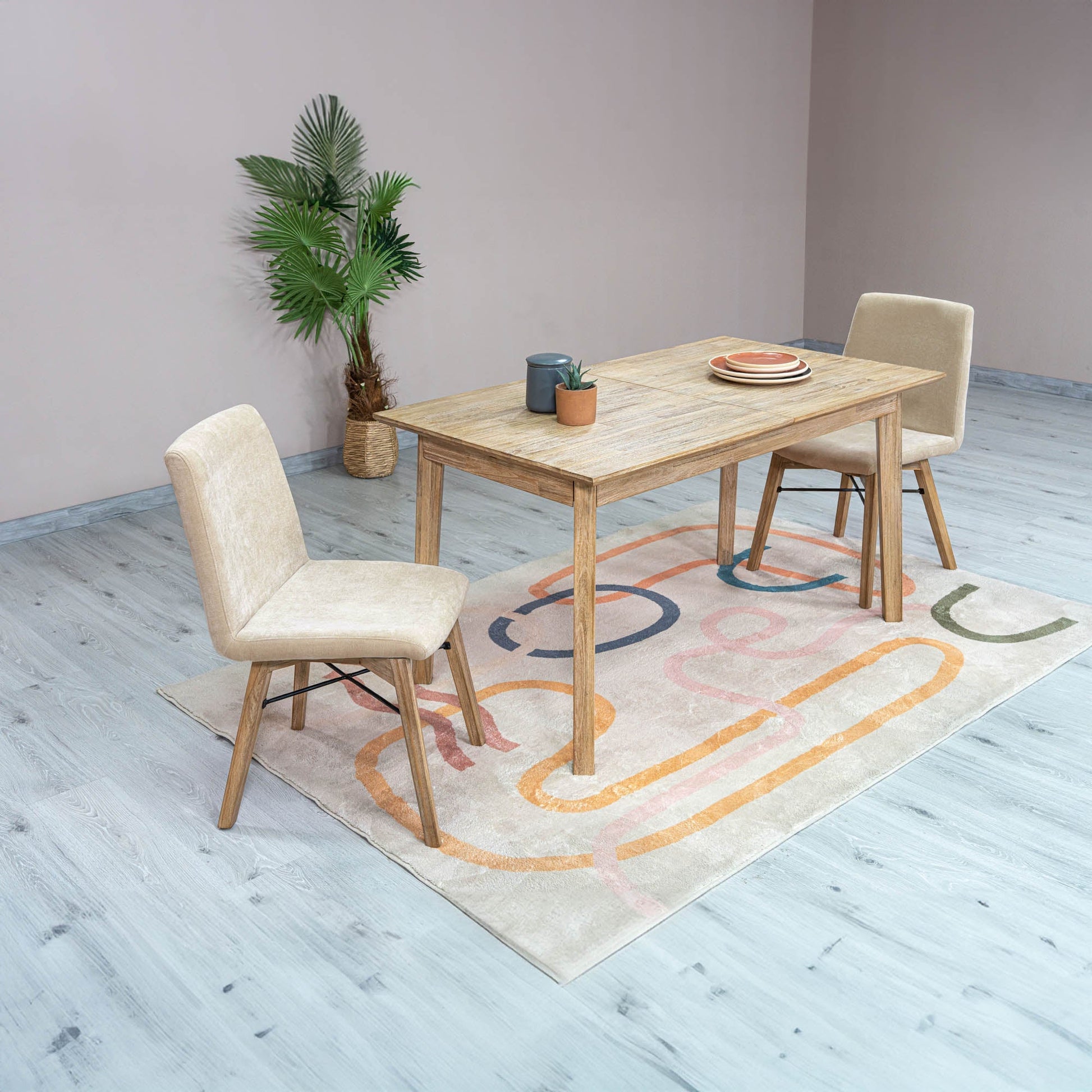 Gia Small Extension Dining Table w/ Butterfly System 55/71” - Light Driftwood