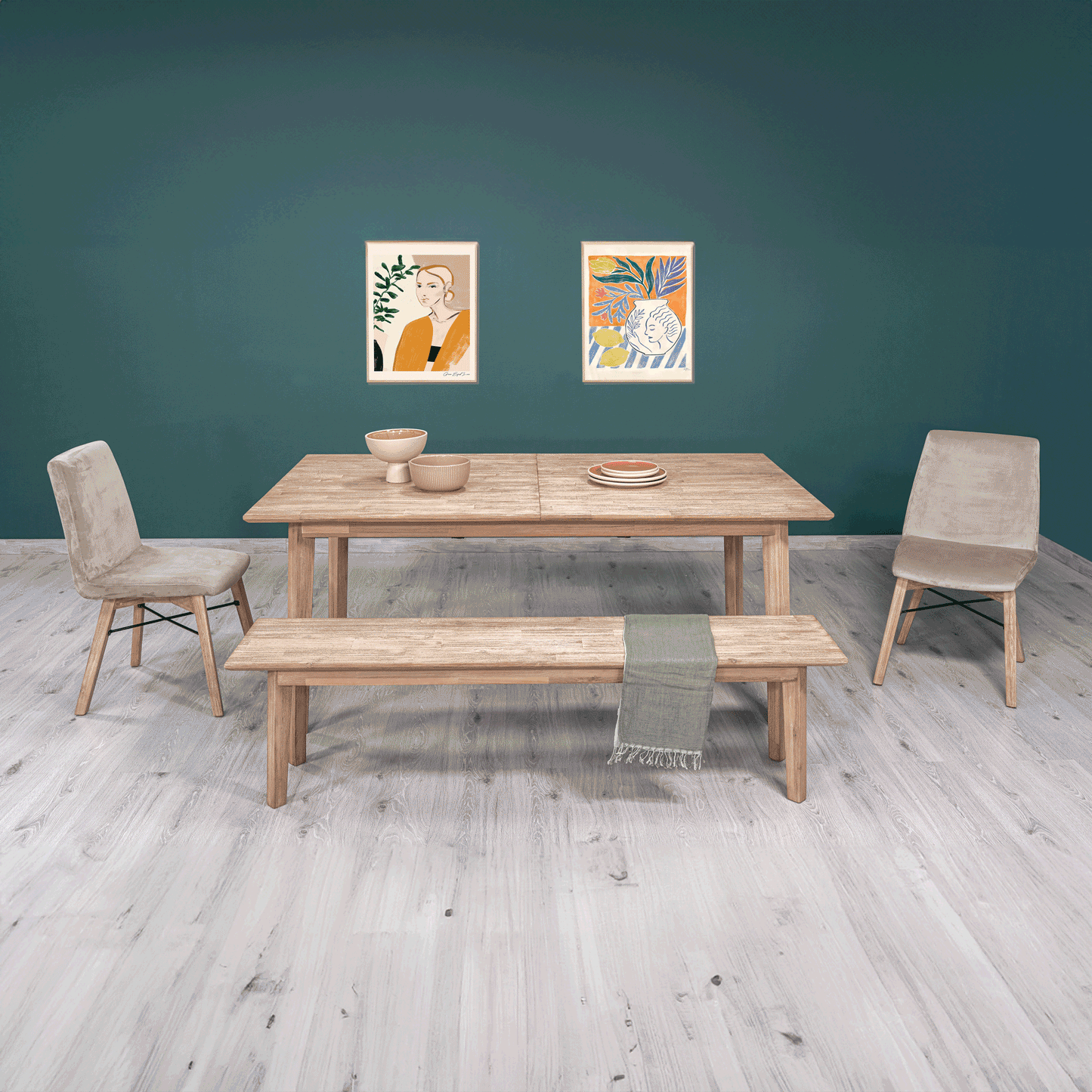 Gia Extension Dining Table 71/102" - Light Driftwood