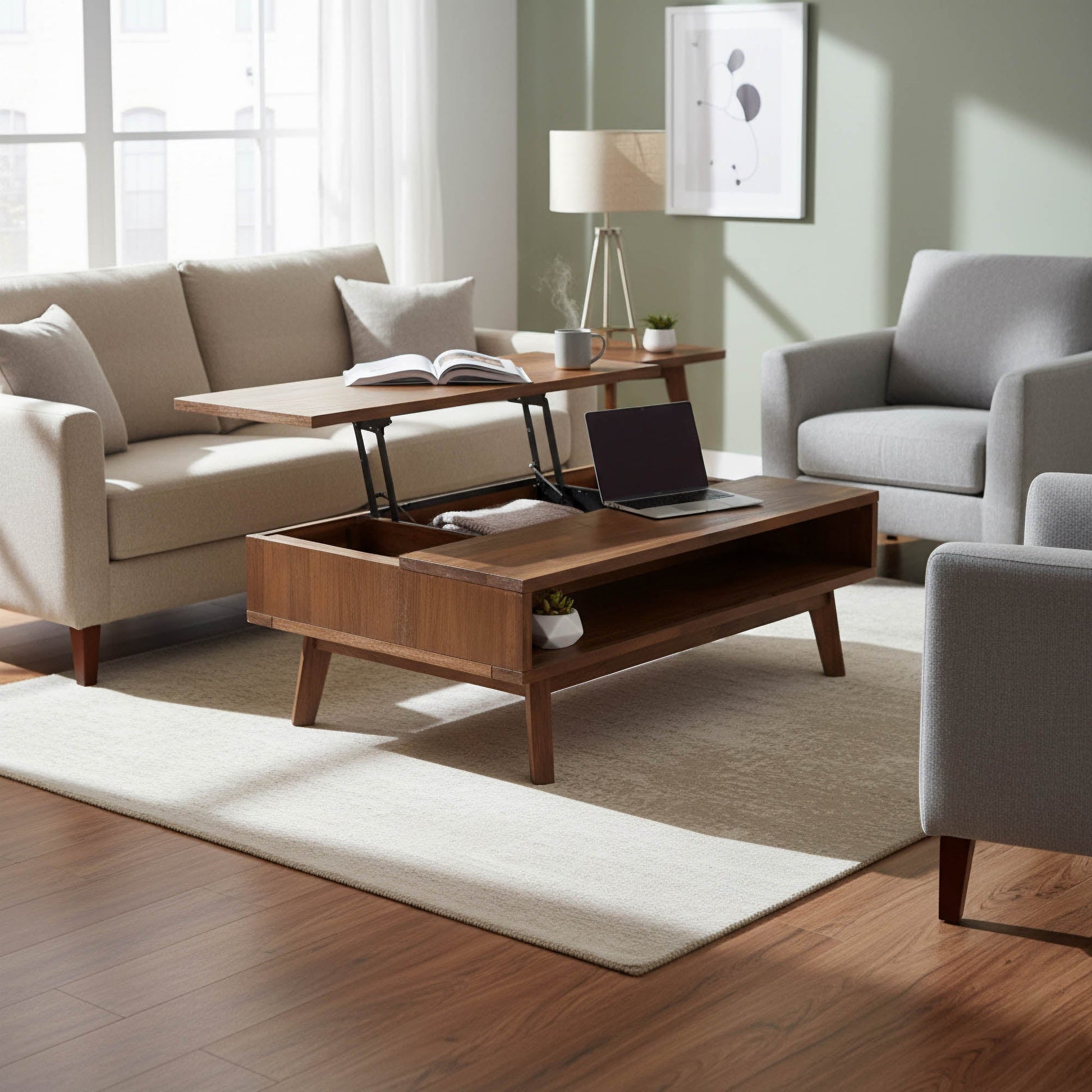 Gia Coffee Table w/ Lift Top - Warm Pecan