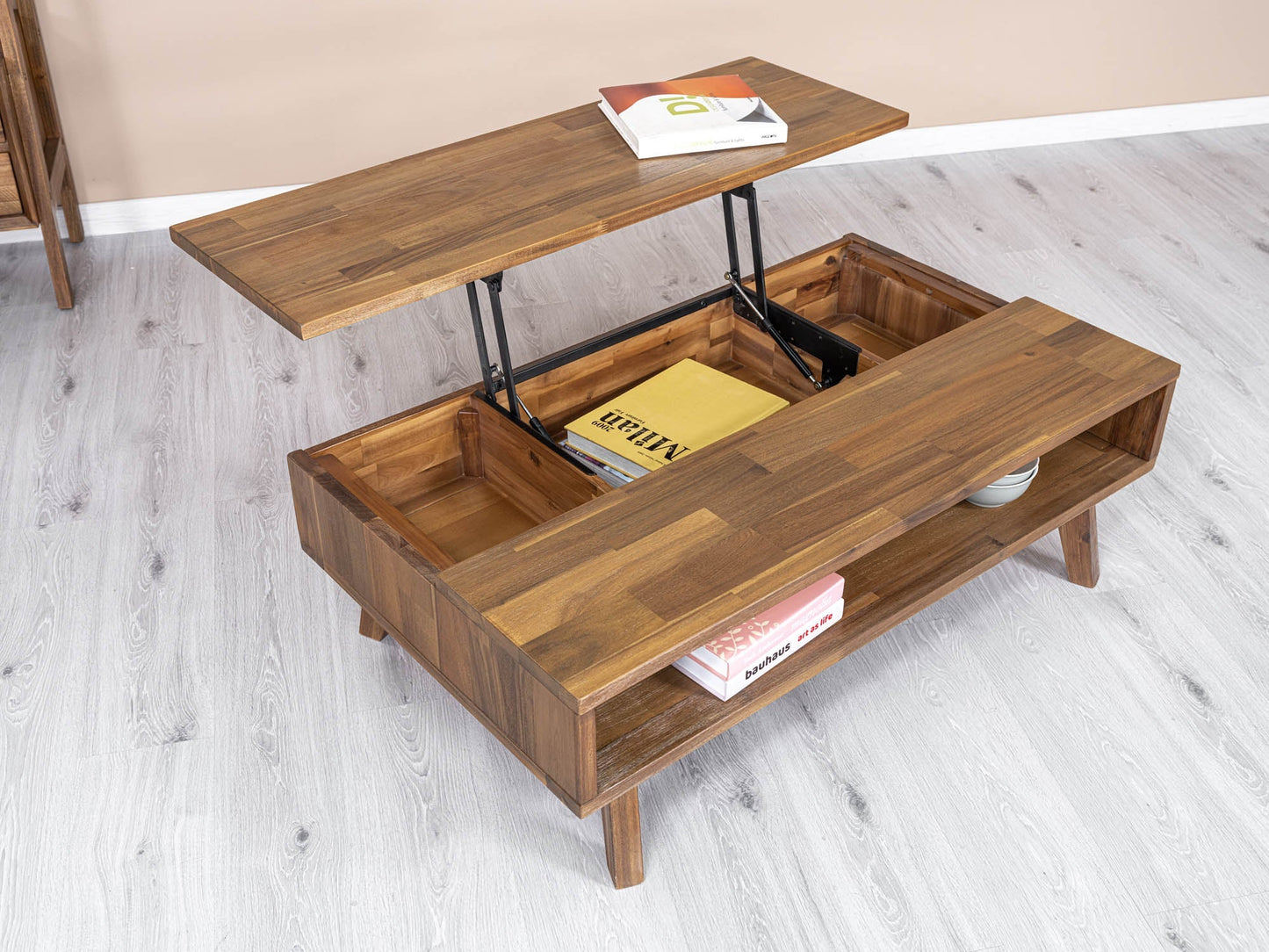 Gia Coffee Table w/ Lift Top - Warm Pecan