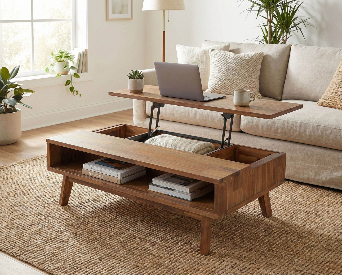 Gia Coffee Table w/ Lift Top - Warm Pecan