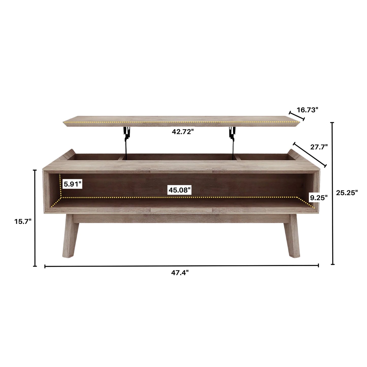 Gia Coffee Table w/ Lift Top - Light Driftwood
