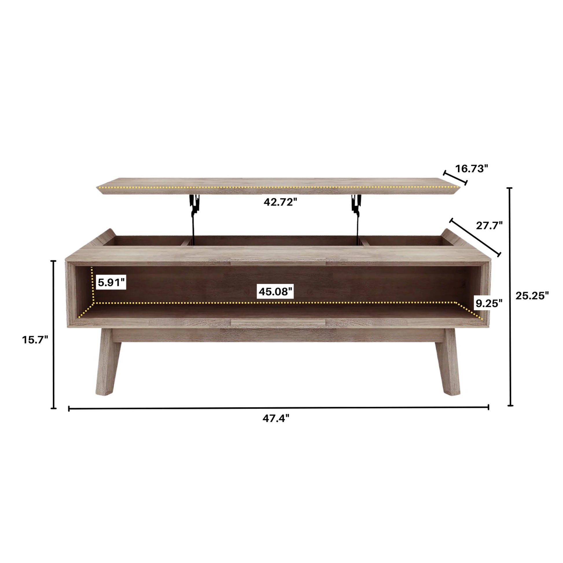 Gia Coffee Table w/ Lift Top - Light Driftwood