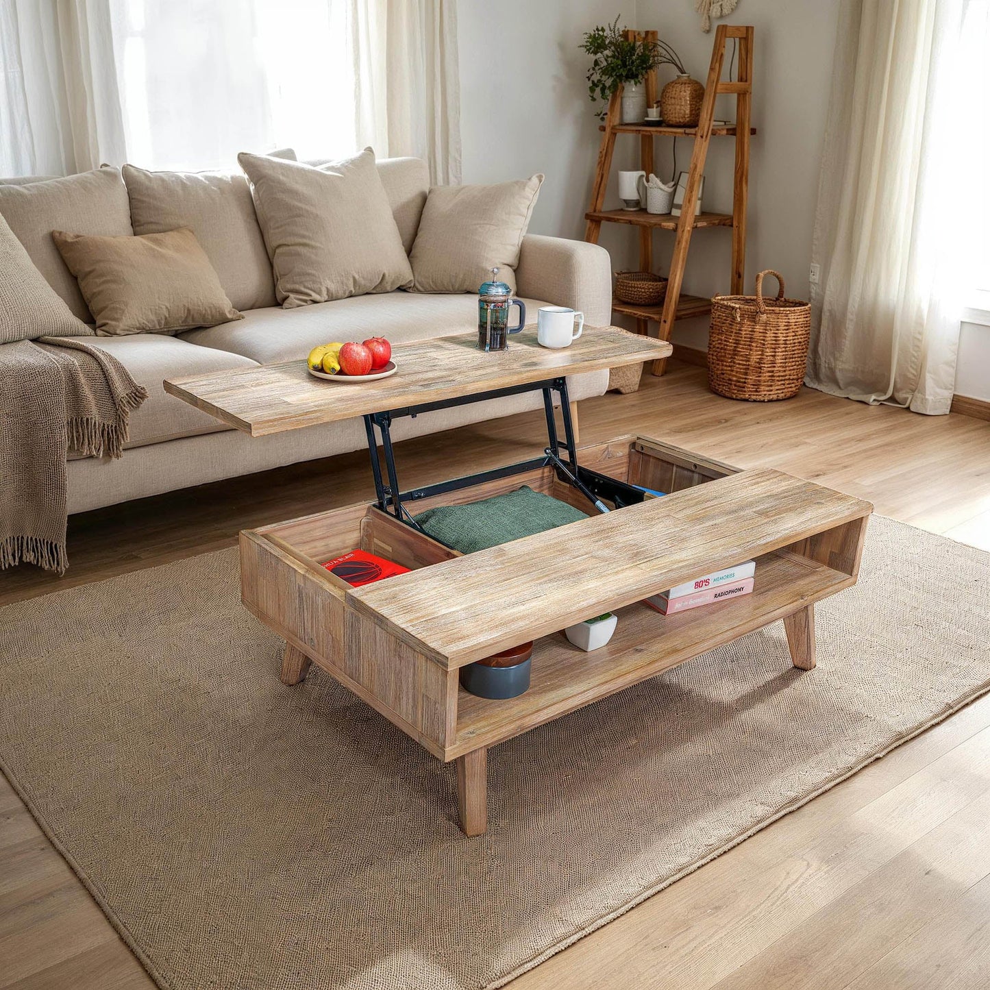 Gia Coffee Table w/ Lift Top - Light Driftwood