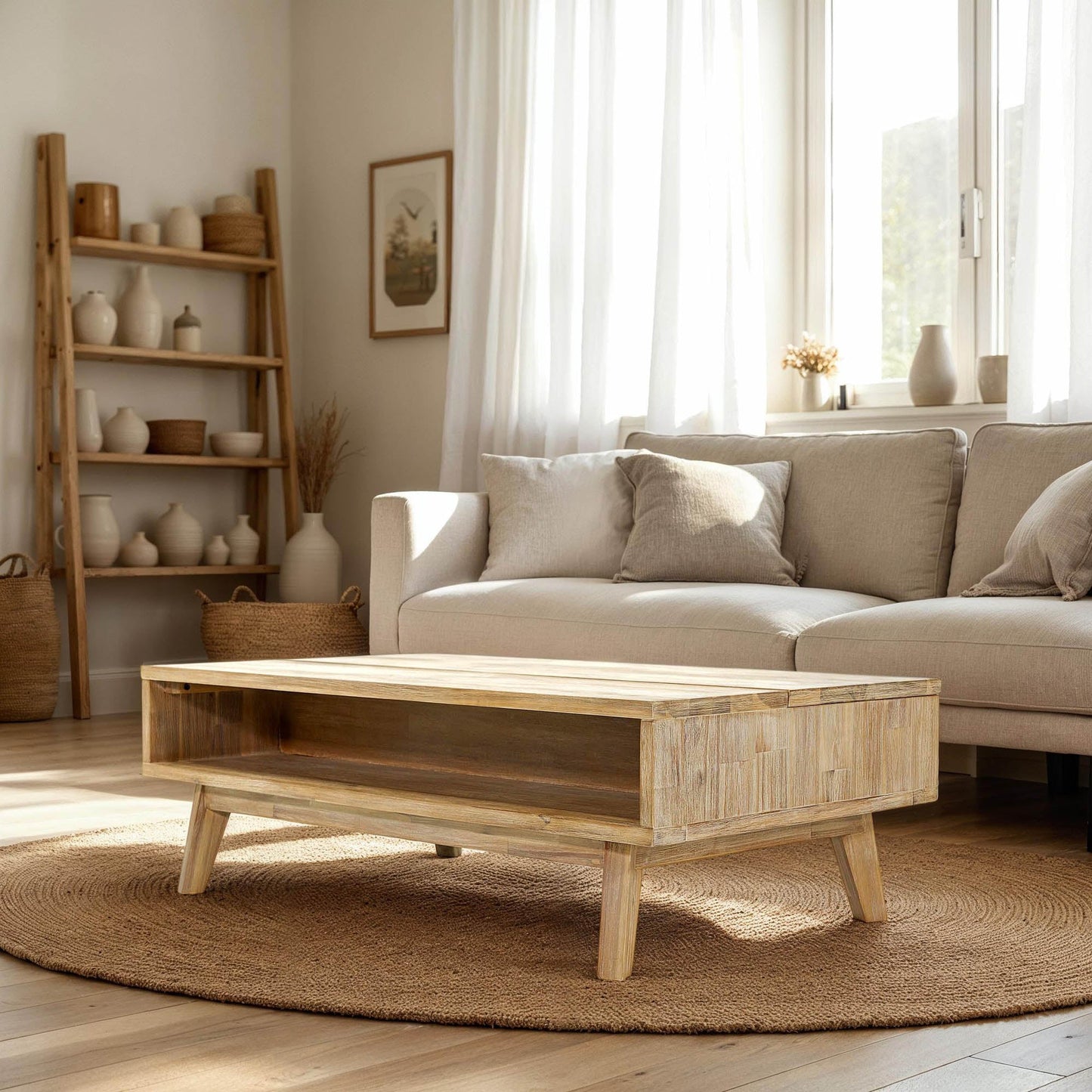 Gia Coffee Table w/ Lift Top - Light Driftwood