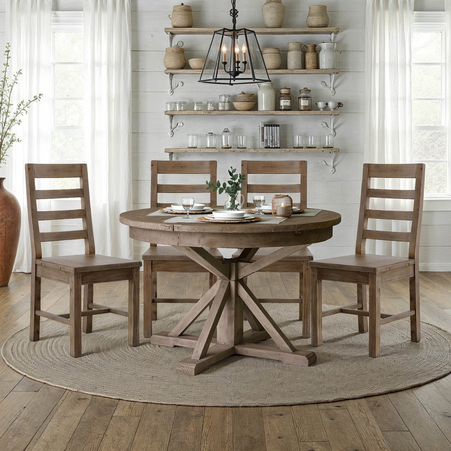 Irish Coast Round 47/63" Extension Dining Table - Rustic Sundried