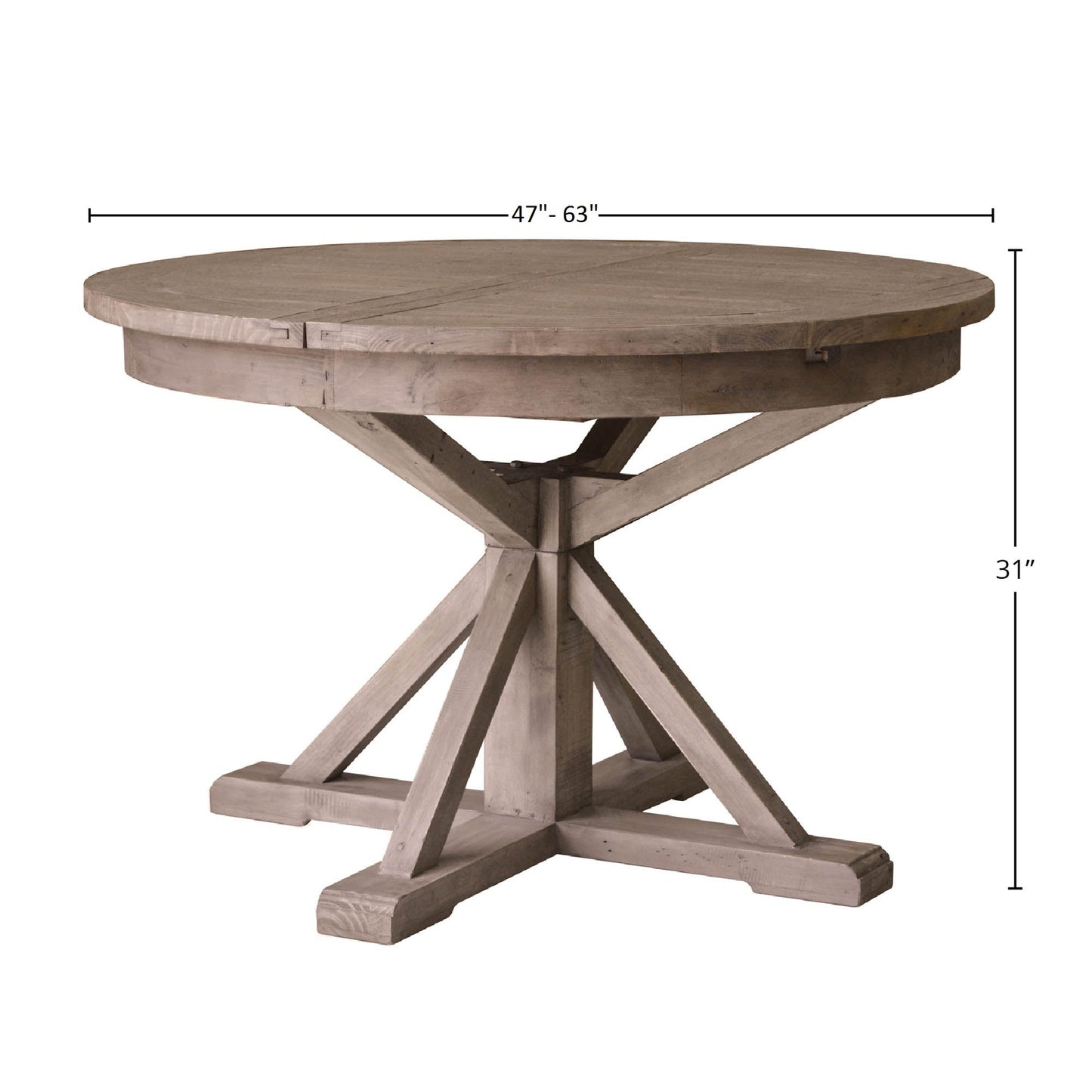 Irish Coast Round 47/63" Extension Dining Table - Rustic Sundried