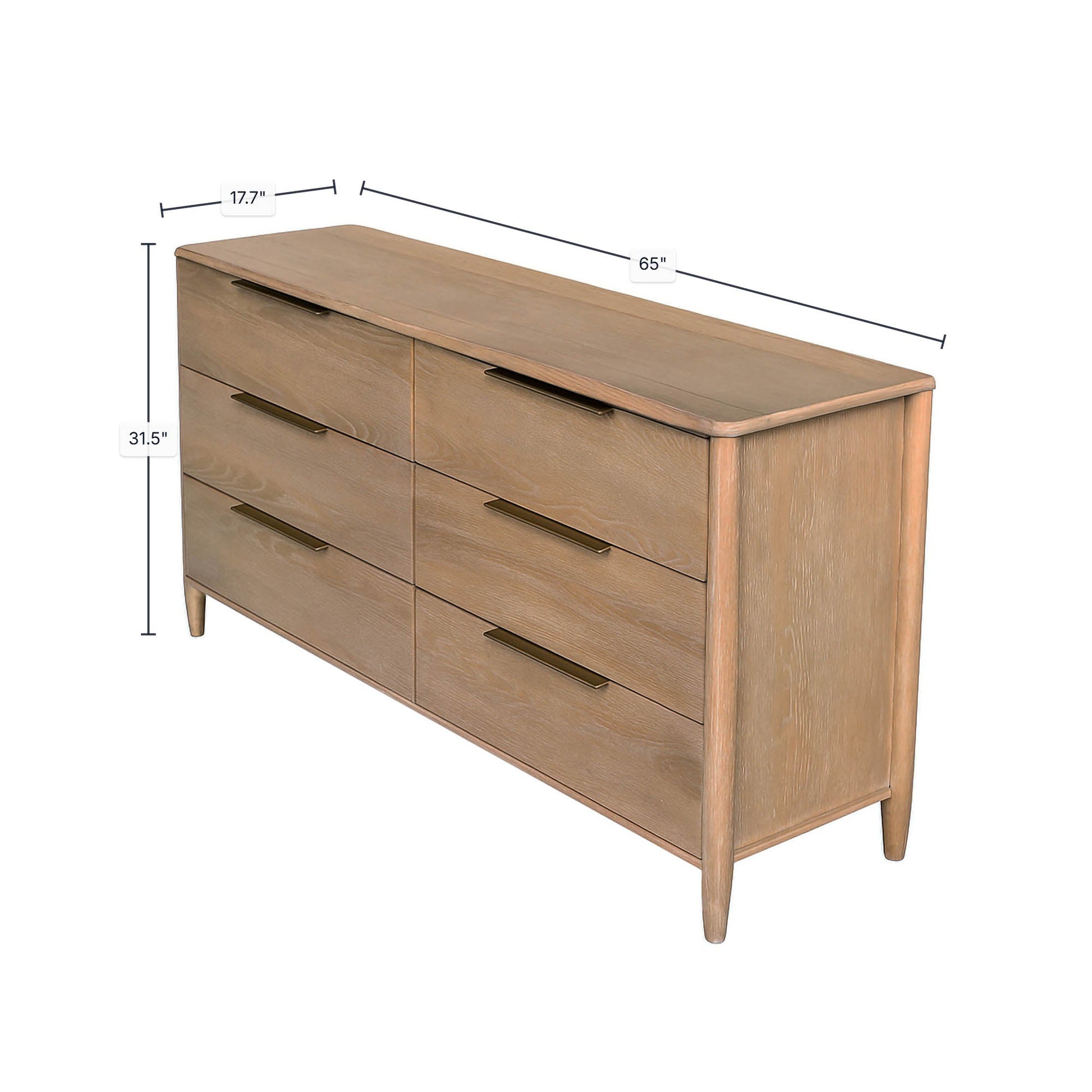Kamelia 6 Drawer Dresser - Sand