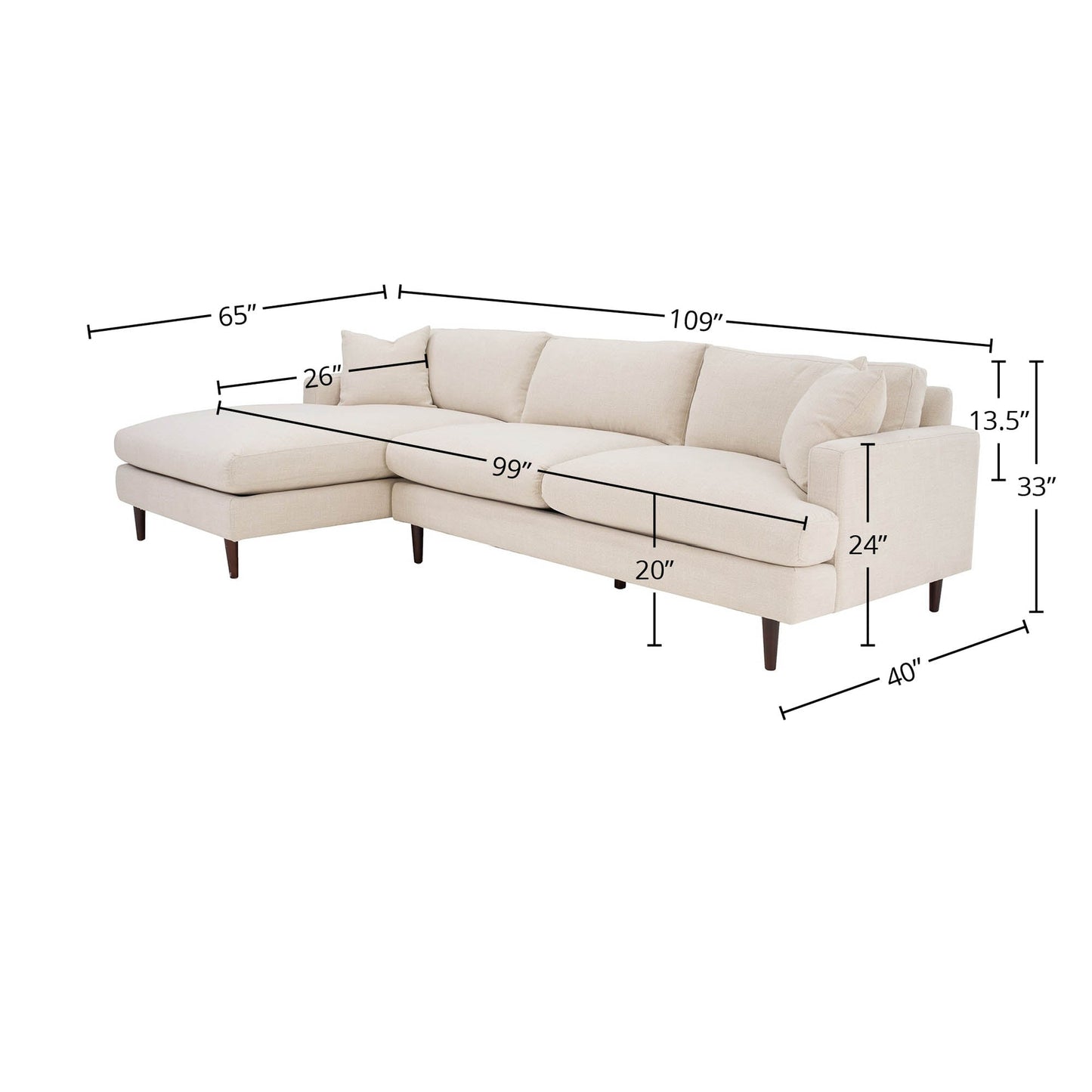 Martha Left Sectional Sofa - Beach Alabaster