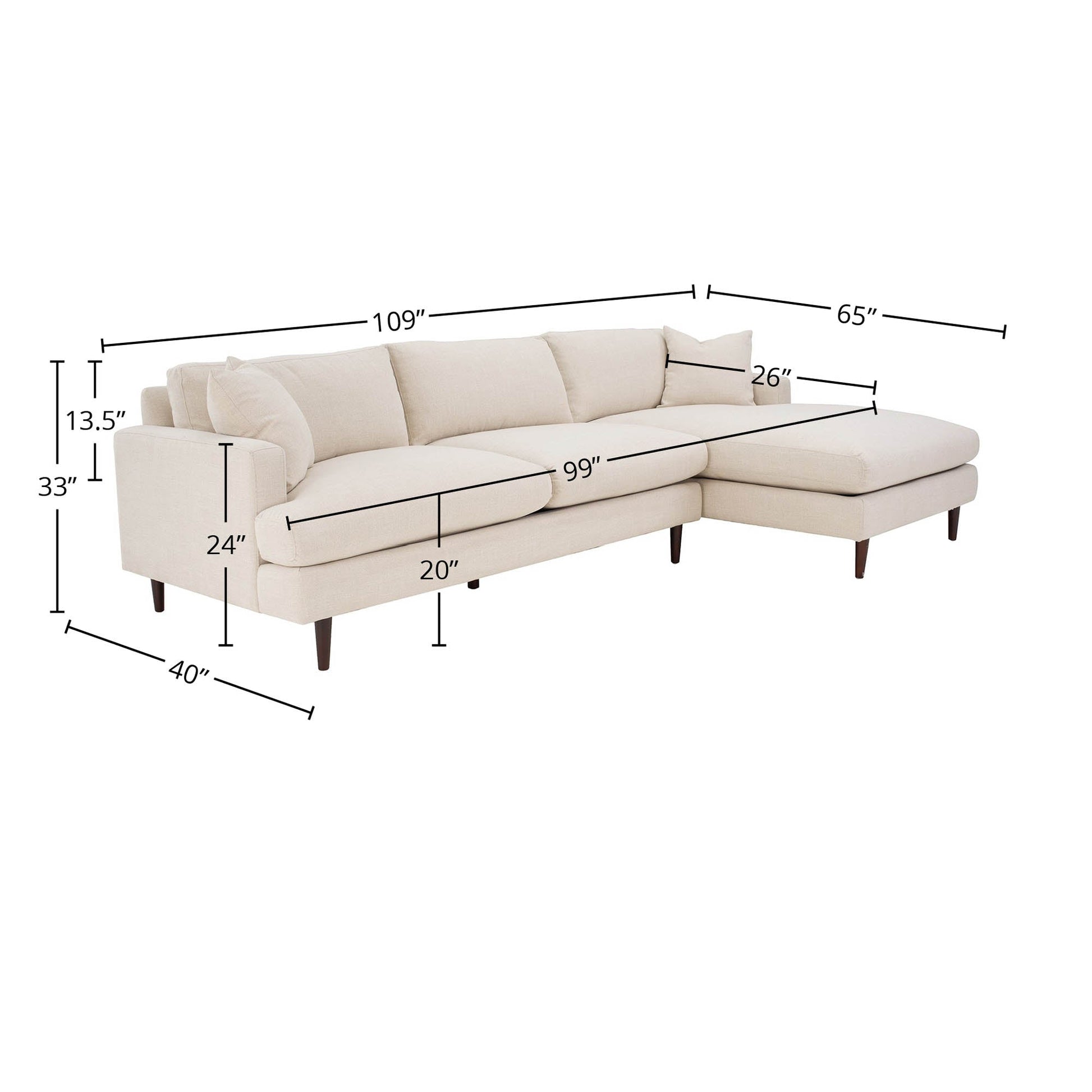 Martha Right Sectional Sofa - Beach Alabaster