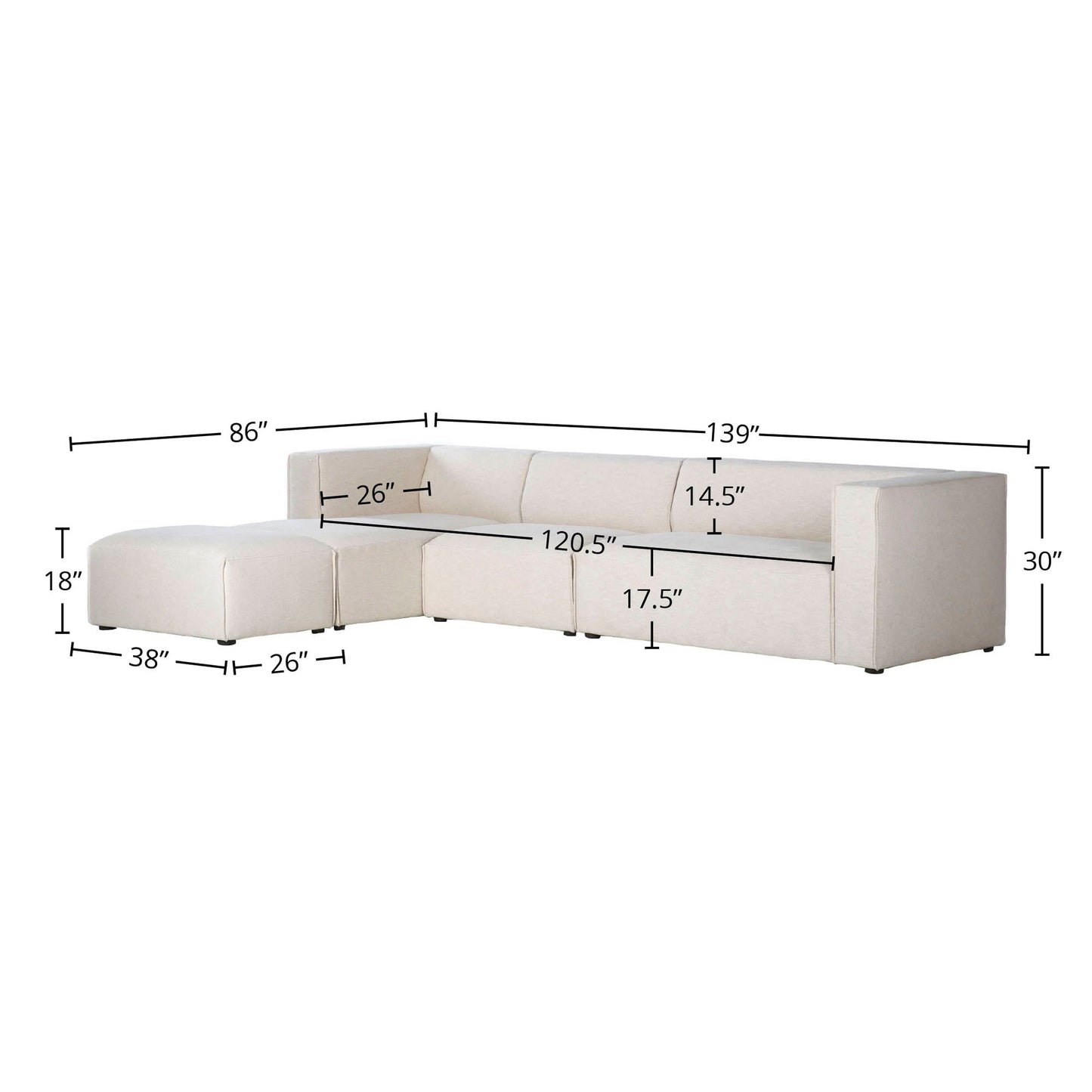 Premium Left Modular Sectional w/ Ottoman