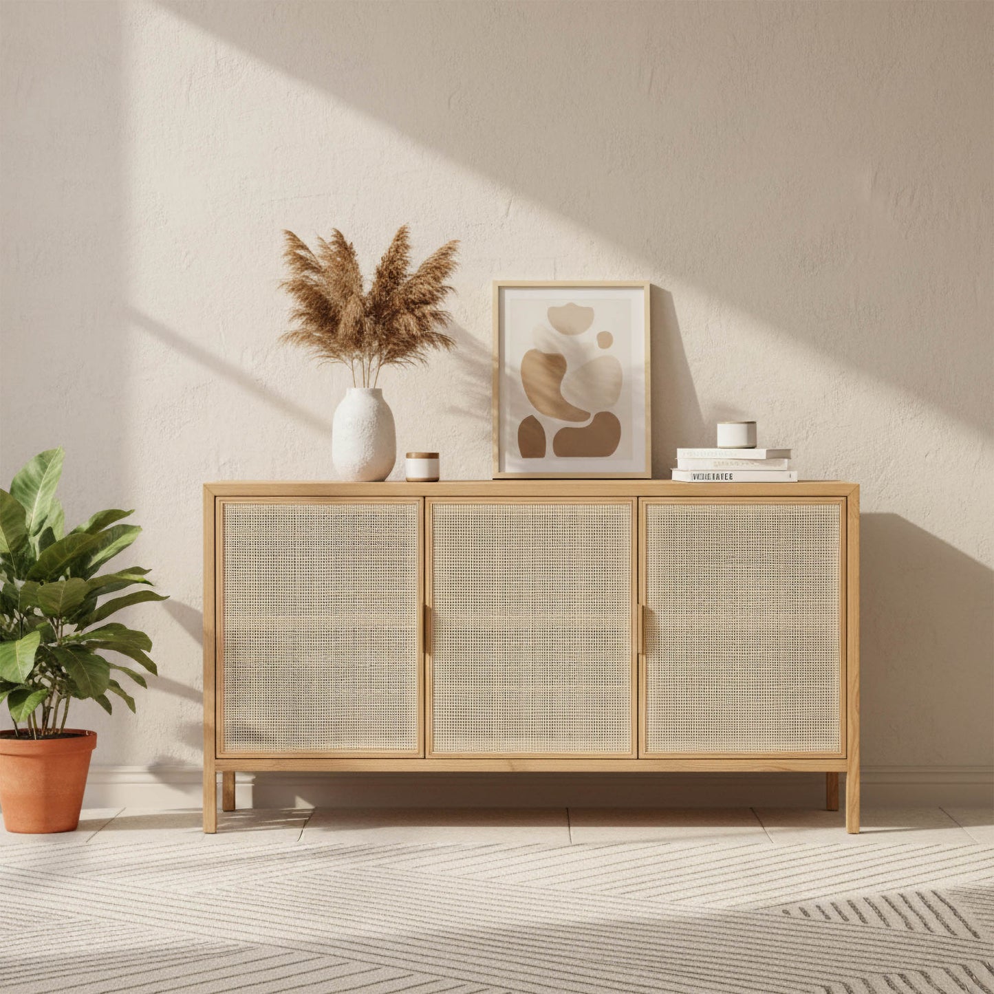 Rattan 3 Door Sideboard - Natural