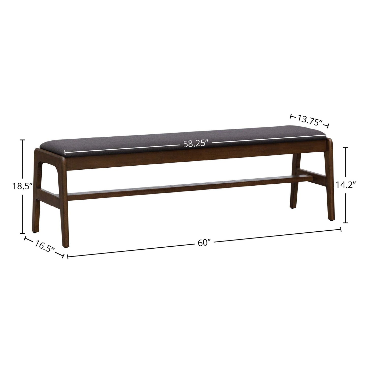 Remix Upholstered Bench - Grey