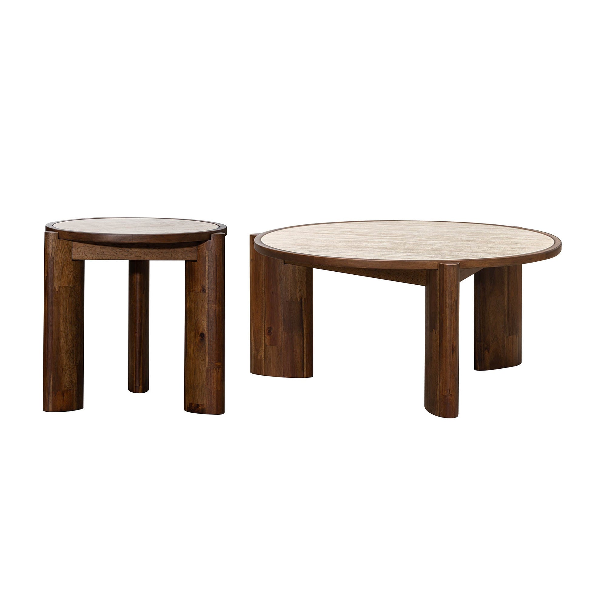 Remix Round Coffee Table - Travertine