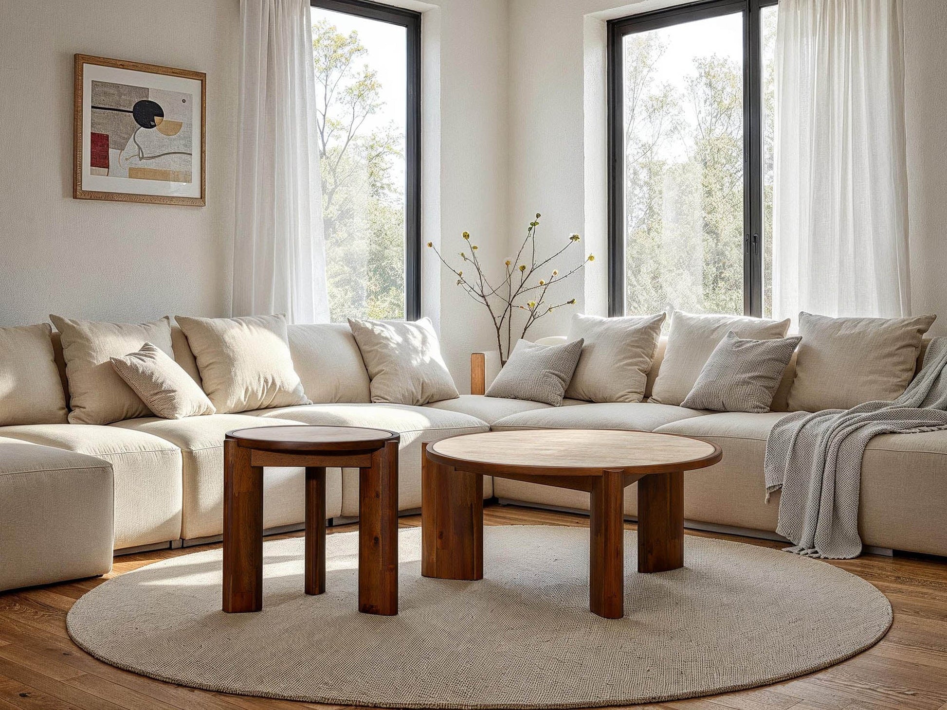 Remix Round Coffee Table - Travertine