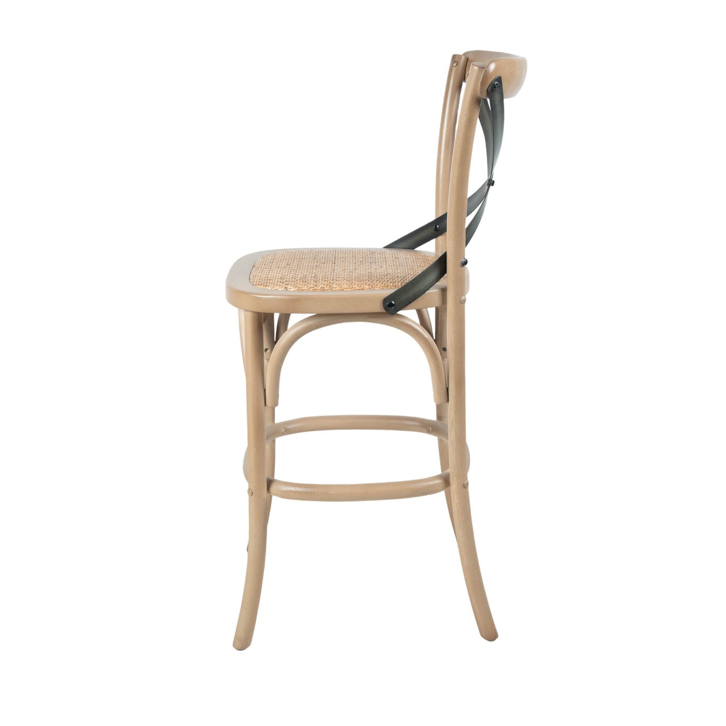 Cross Back Fixed Counter Stool - Sundried