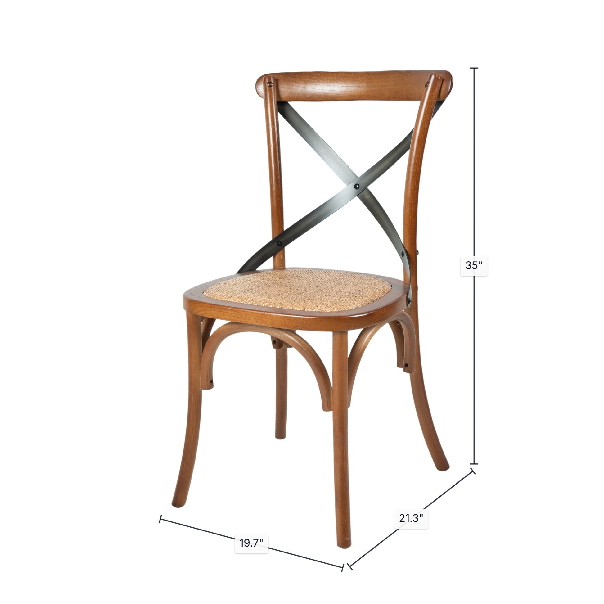Cross Back Chair w/ Rattan Seat - Brown