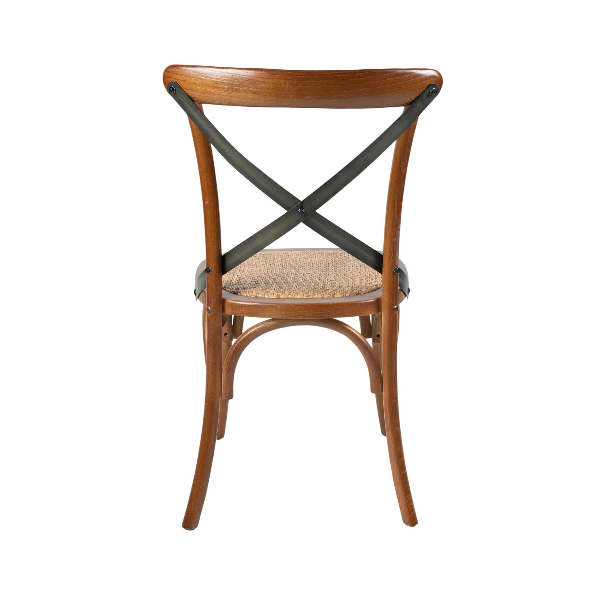 Cross Back Chair w/ Rattan Seat - Brown