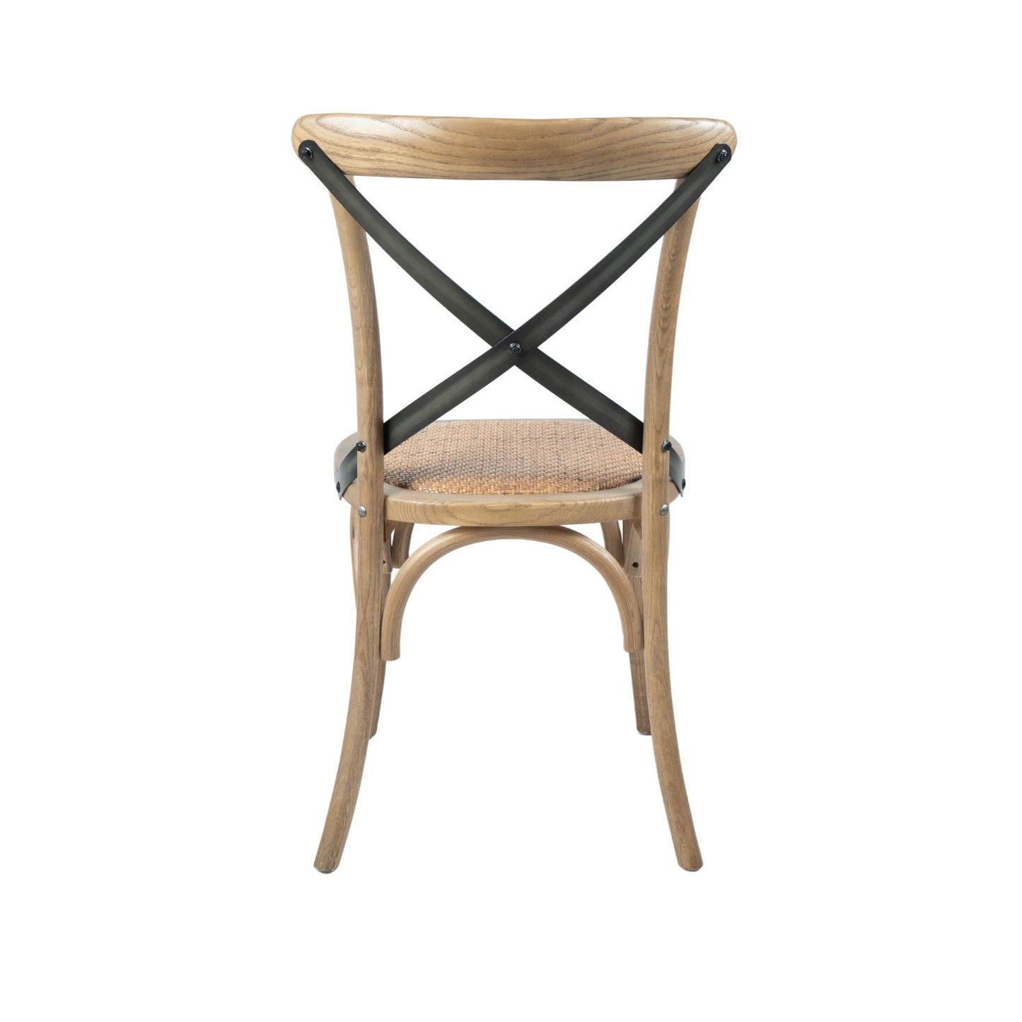 Cross Back Chair w/ Rattan Seat - Natural Rustic
