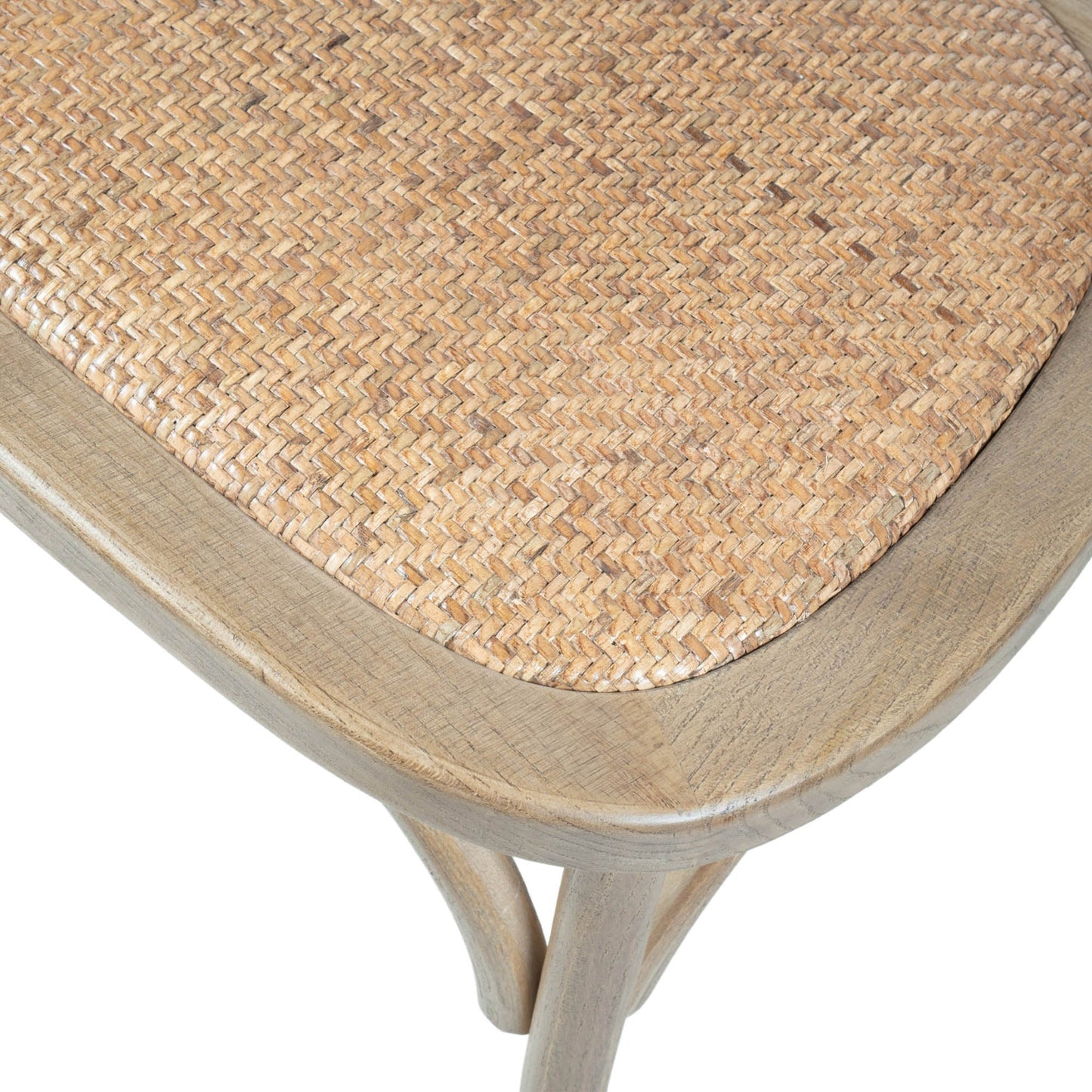 Cross Back Chair w/ Rattan Seat - Natural Rustic