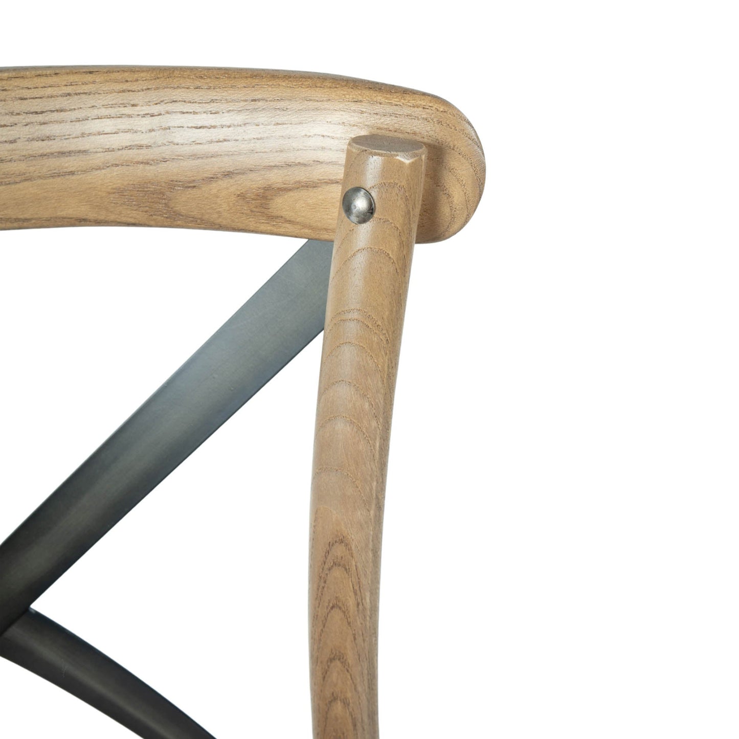 Cross Back Chair w/ Rattan Seat - Natural Rustic