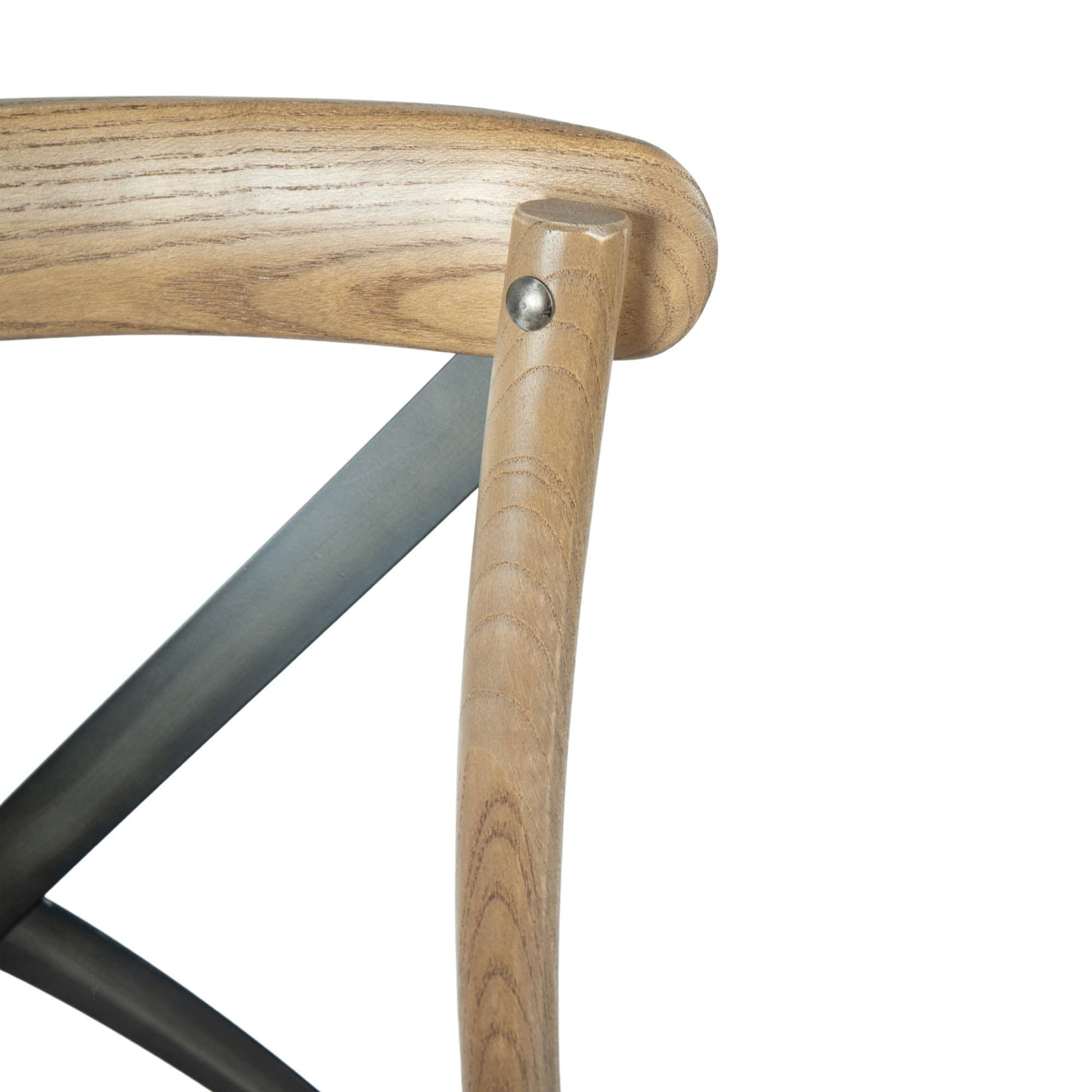 Cross Back Chair w/ Rattan Seat - Natural Rustic