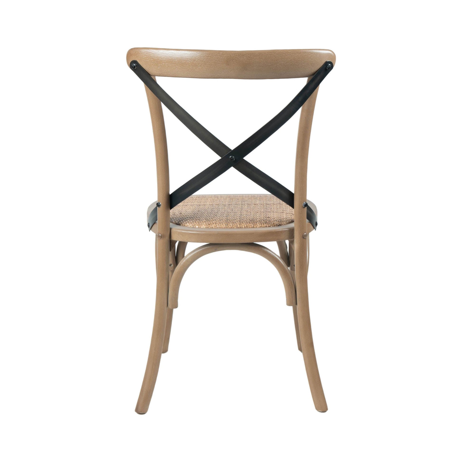 Cross Back Chair w/ Rattan Seat - Sundried