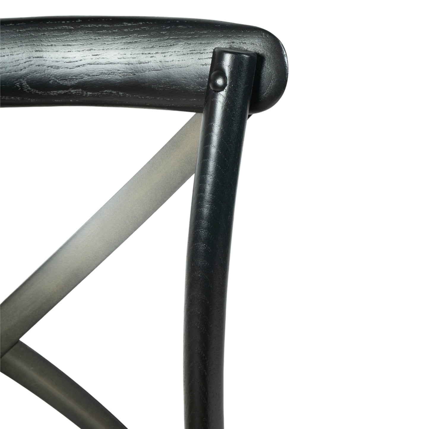 Cross Back Chair w/ Natural Brown Rattan Seat - Black