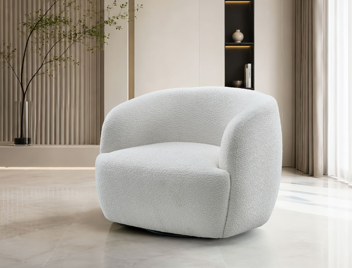 Sari Swivel Accent Chair-White