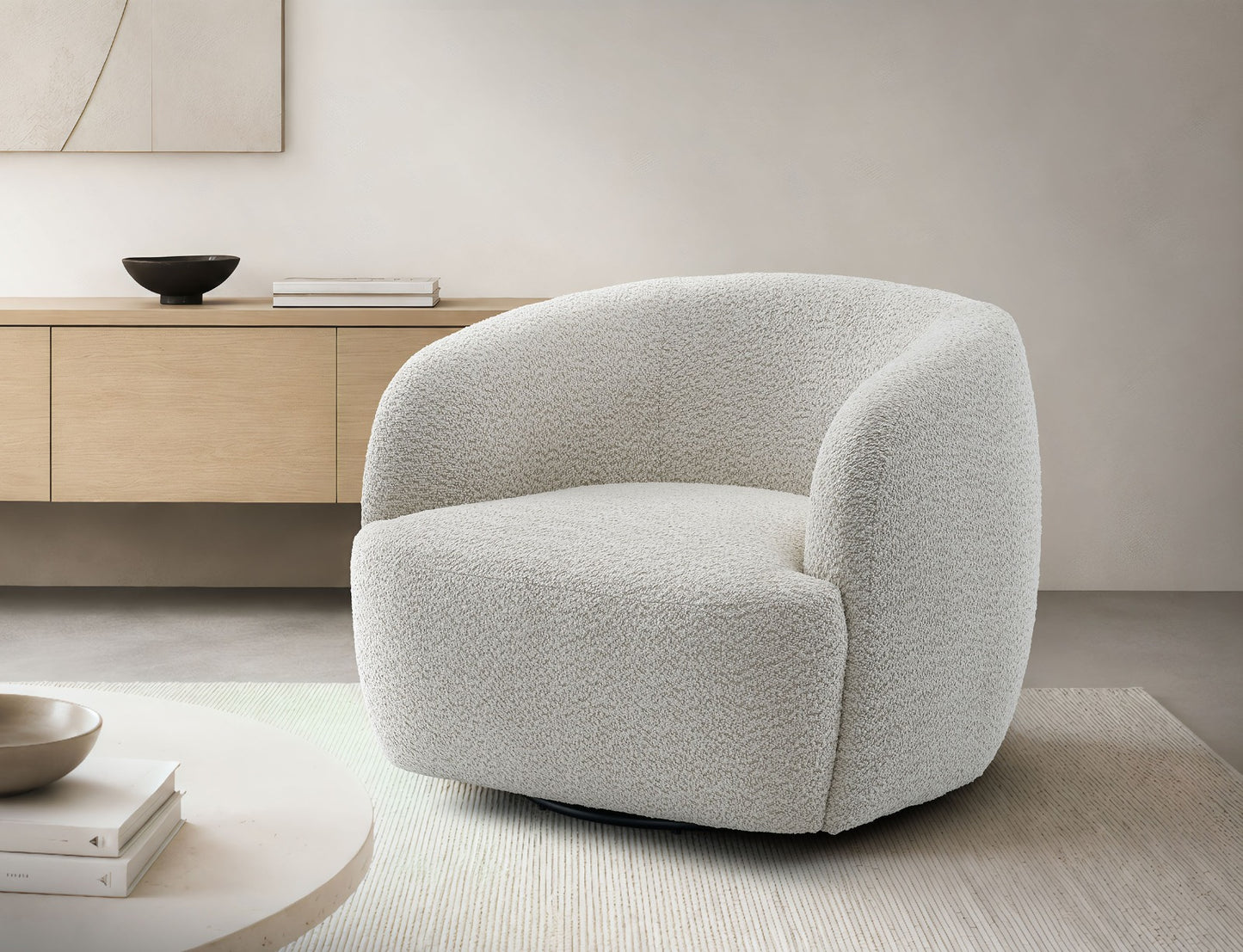 Sari Swivel Accent Chair-White