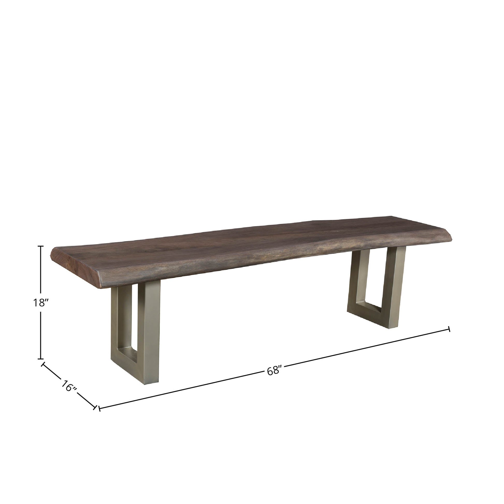 TAJ Dining Bench - Vinegar Matte Top/ U Tube Metal Base
