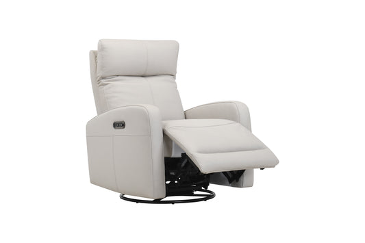 Sofia Leather Swivel Power Recliner Rocker Chair-Light Taupe
