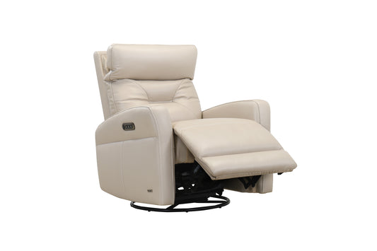 Paula Leather Swivel Rocker Power Recliner Chair-Sandshell