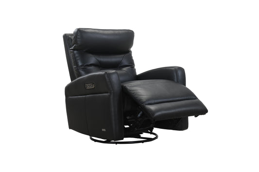 Paula Leather Rocker Swivel Power Recliner Chair-Black