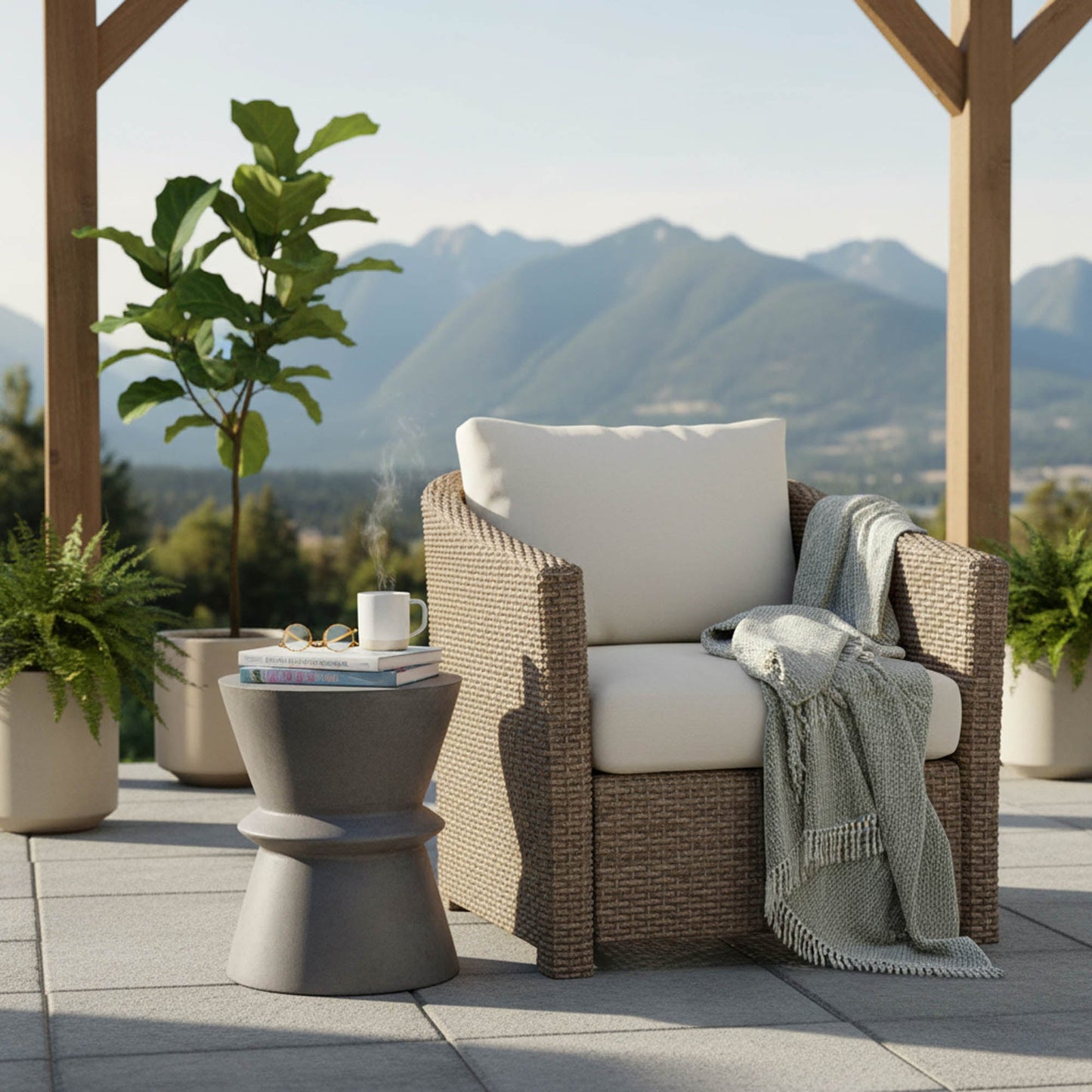 Concrete Hourglass Side Table - Dark Grey