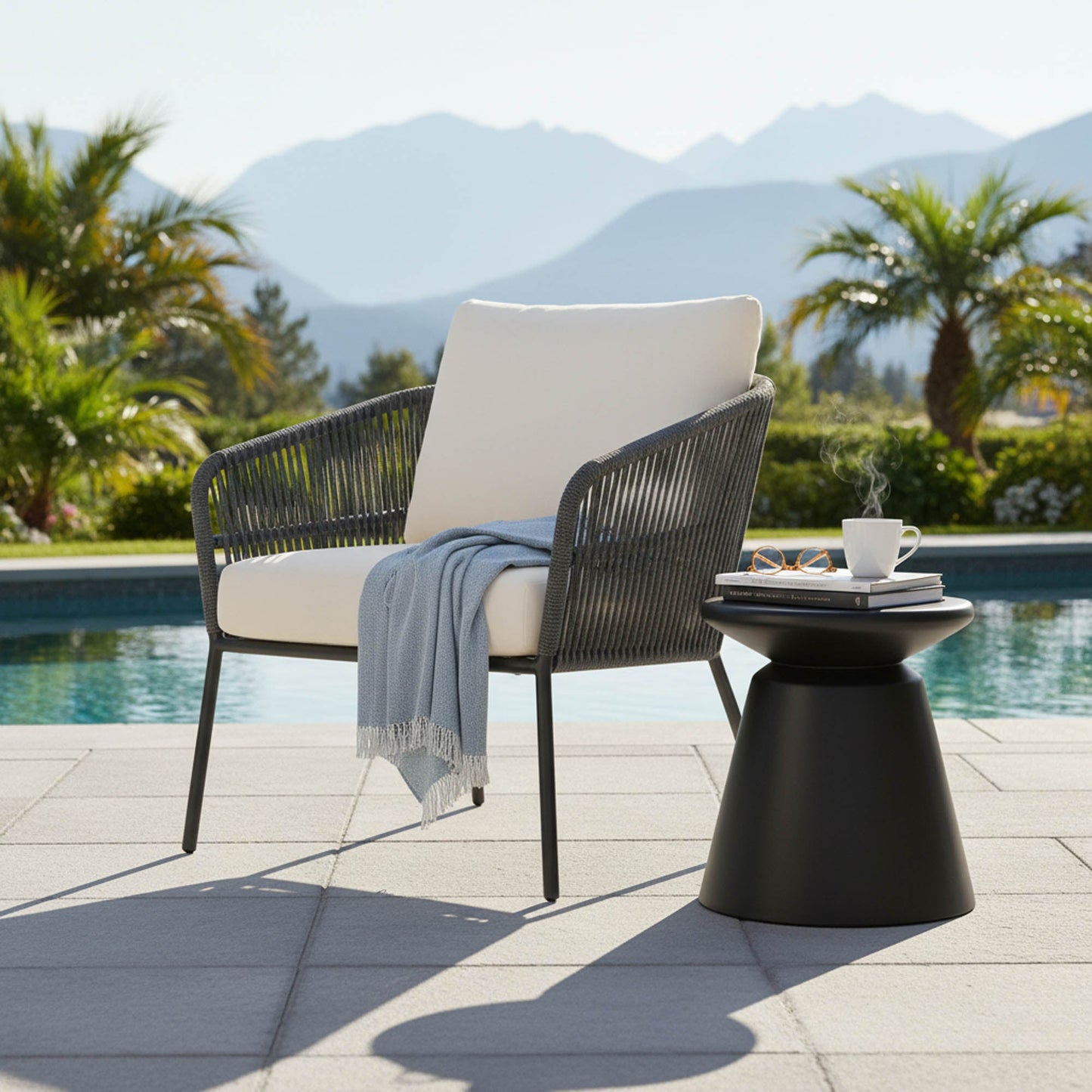 Concrete Mineral Side Table - Black