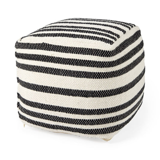 Aanya Pouf Black/White Wool - poufs