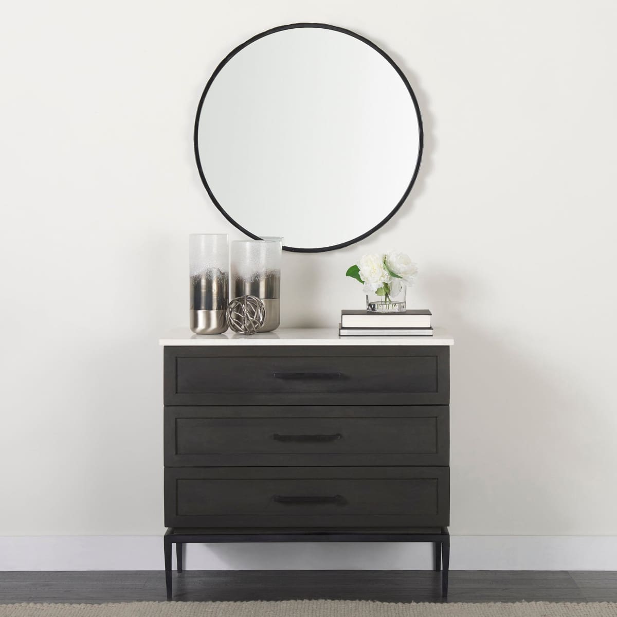 Adelaide Wall Mirror Black Metal | 30’’ - wall-mirrors-grouped