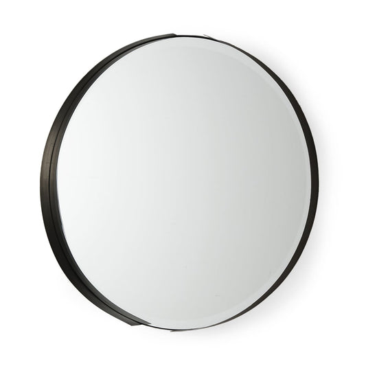 Adrianna Wall Mirror Black Metal | 24’’ - wall-mirrors-grouped