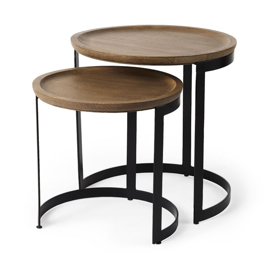 Aisley Accent Table Brown Wood | Black Metal - accent-tables