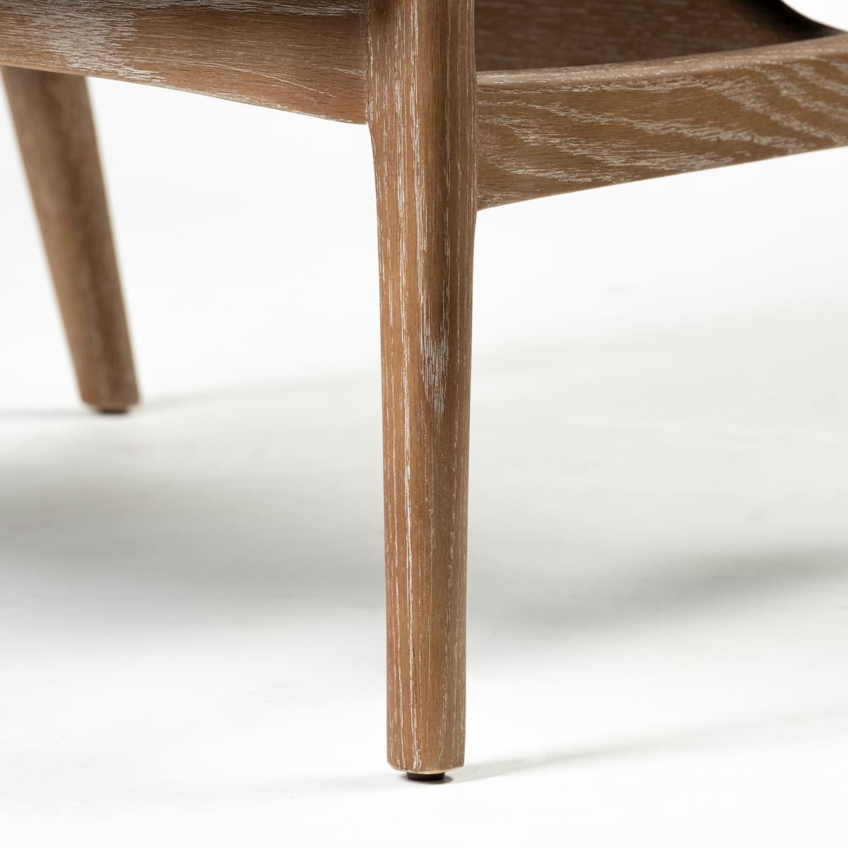 Ajax Upholstered Accent Chair Cream Fabric | Brown Wood - accent-chairs