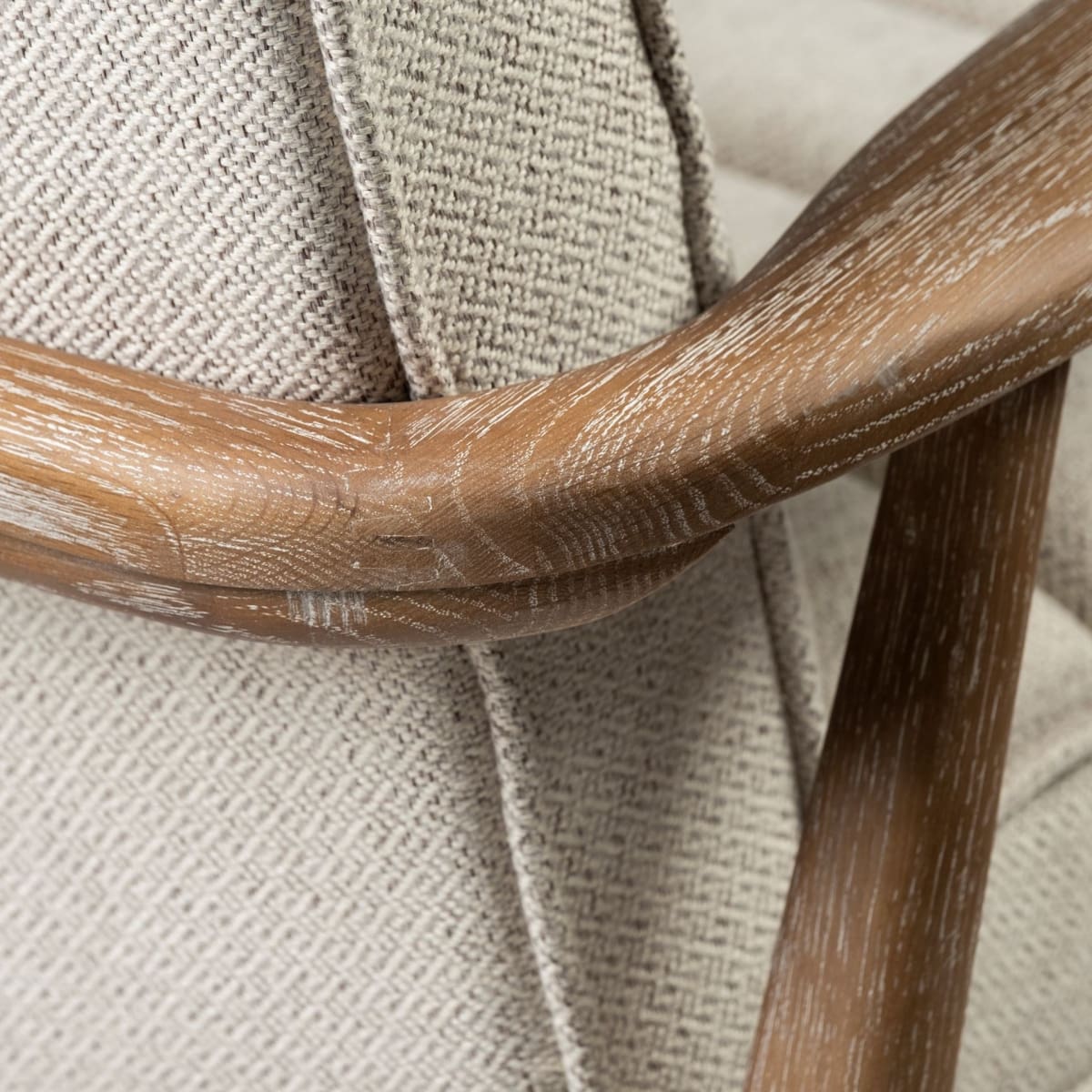Ajax Upholstered Accent Chair Cream Fabric | Brown Wood - accent-chairs